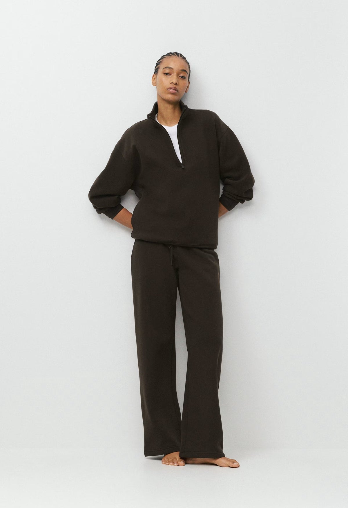 Cozy Sweatfleece Perfect Banded Sweatpant - CACAO NIB BROWN