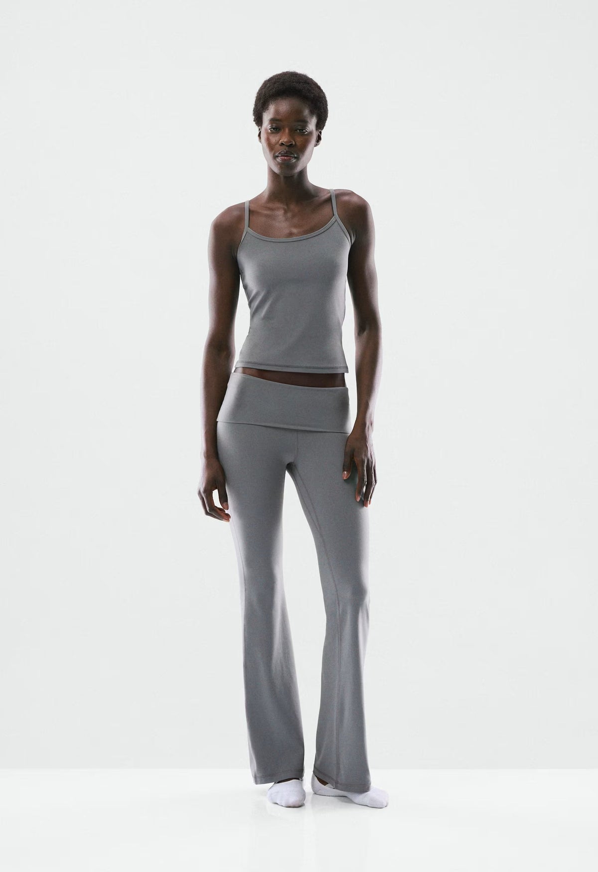 BUTTER Foldover Flare 32 Legging - DARK GREY