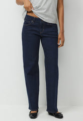 Denim Forum Salma Super Lo-Rise Straight Jean - NO-STRESS DARK BLUE