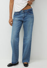 Denim Forum Salma Super Lo-Rise Straight Jean - VINTAGE MEDIUM BLUE