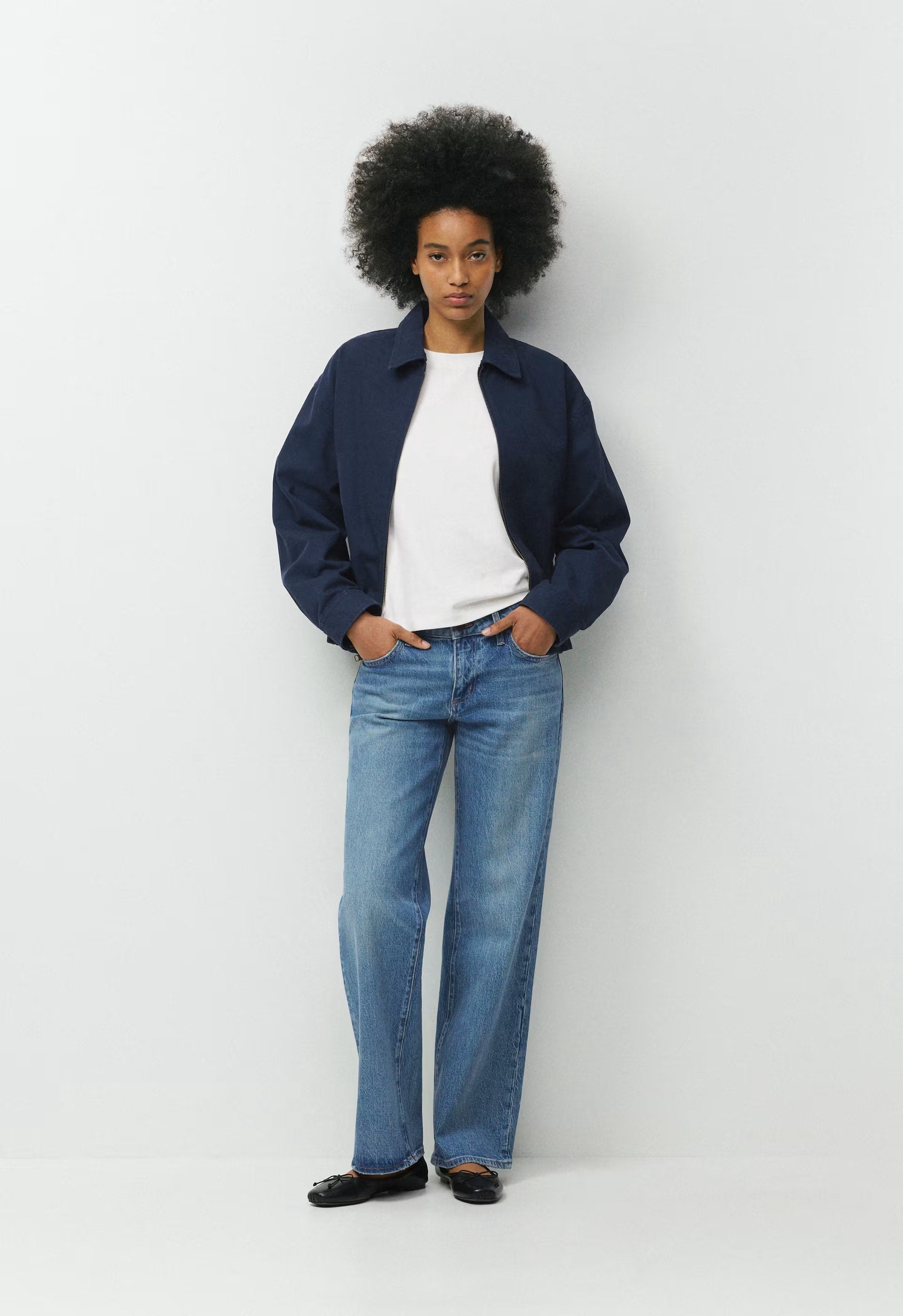 Denim Forum Salma Super Lo-Rise Straight Jean - VINTAGE MEDIUM BLUE