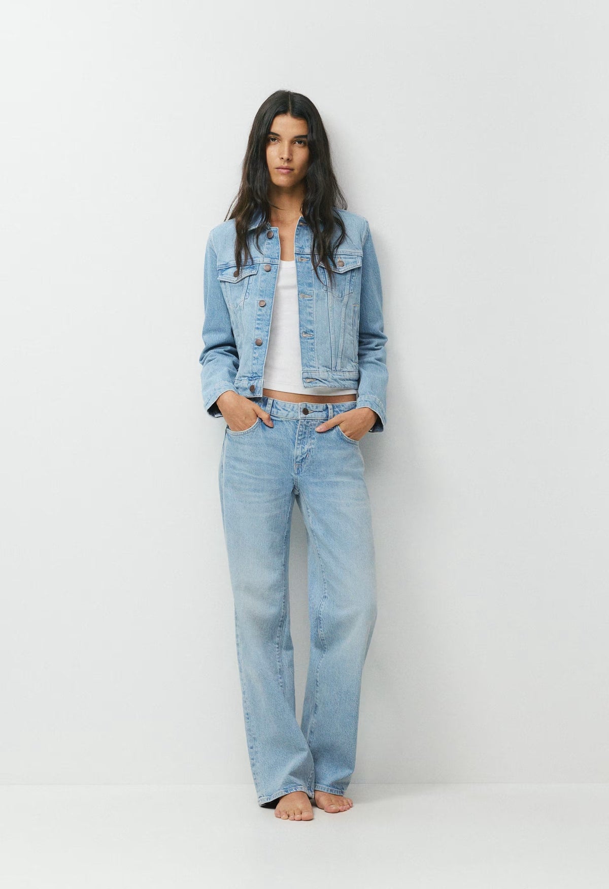 Denim Forum Salma Super Lo-Rise Straight Jean - VINTAGE LIGHT BLUE