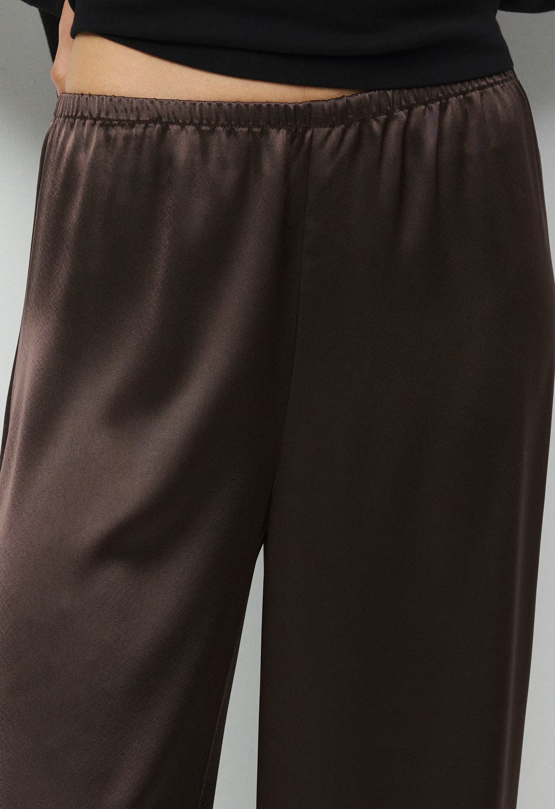 Archer Satin Pant - RICH MOCHA BROWN