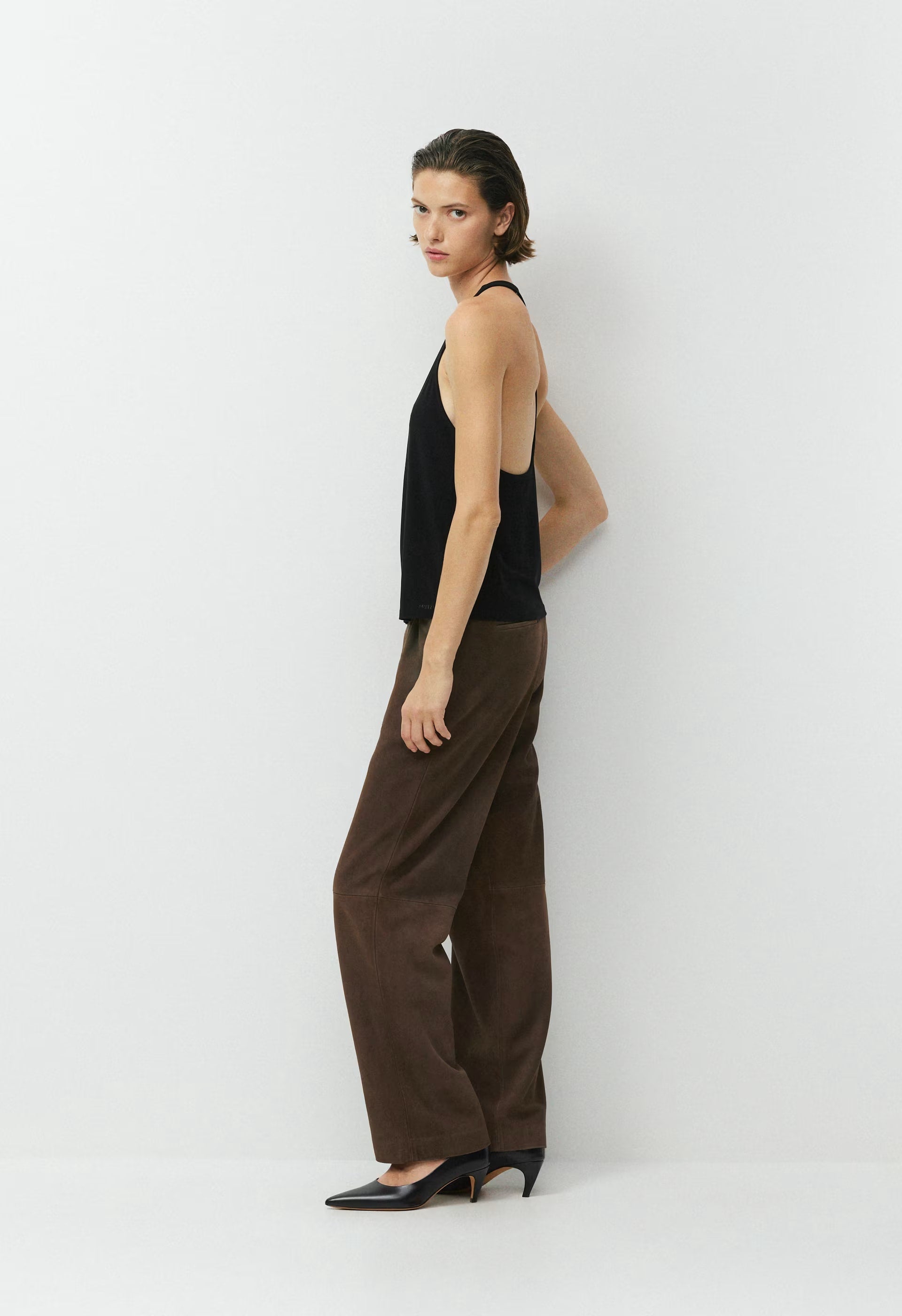 Vivian Pant - Suede - DARK CHOCOLATE