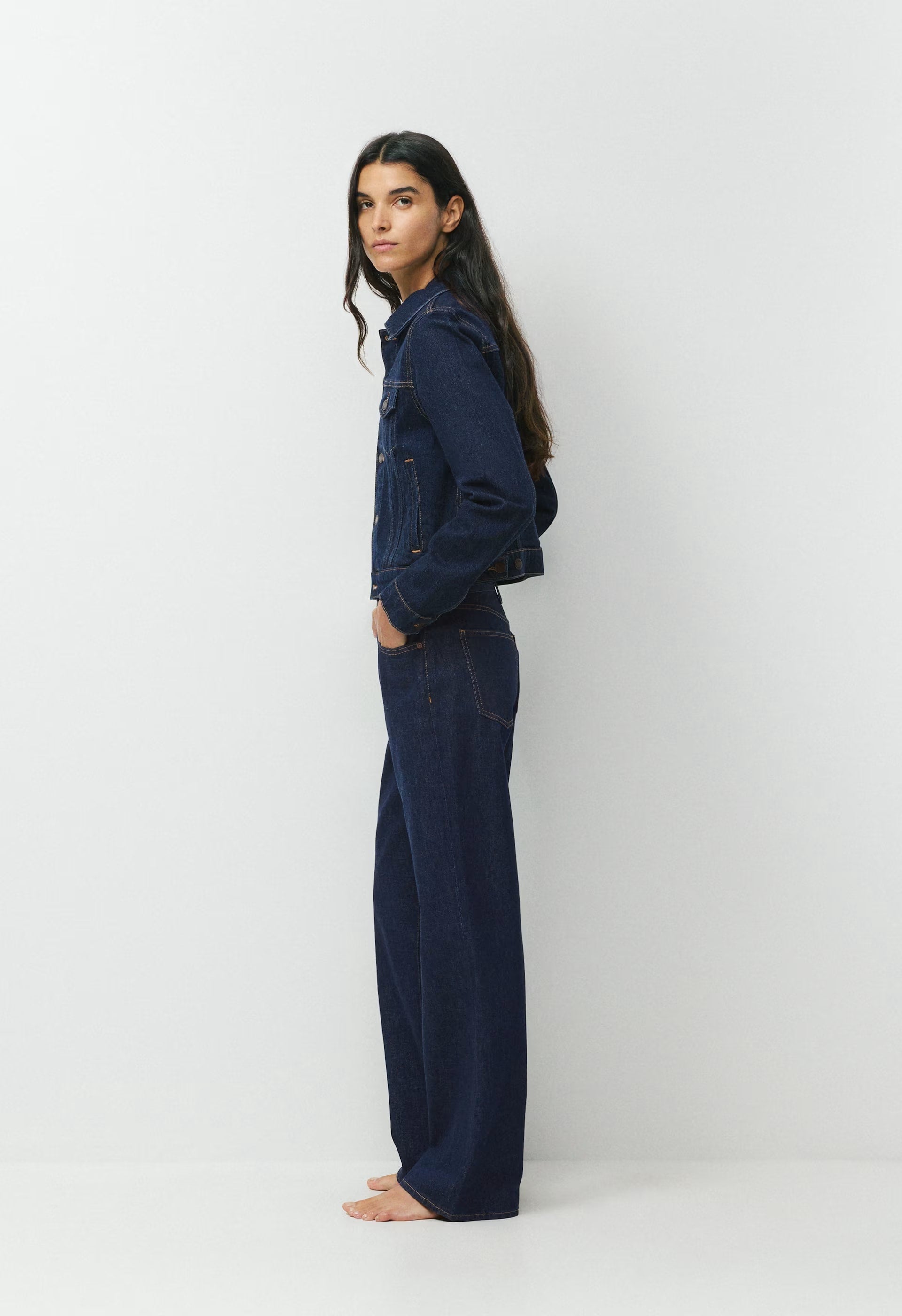 Denim Forum The Farrah Hi-Rise Wide Jean - NO-STRESS DARK BLUE