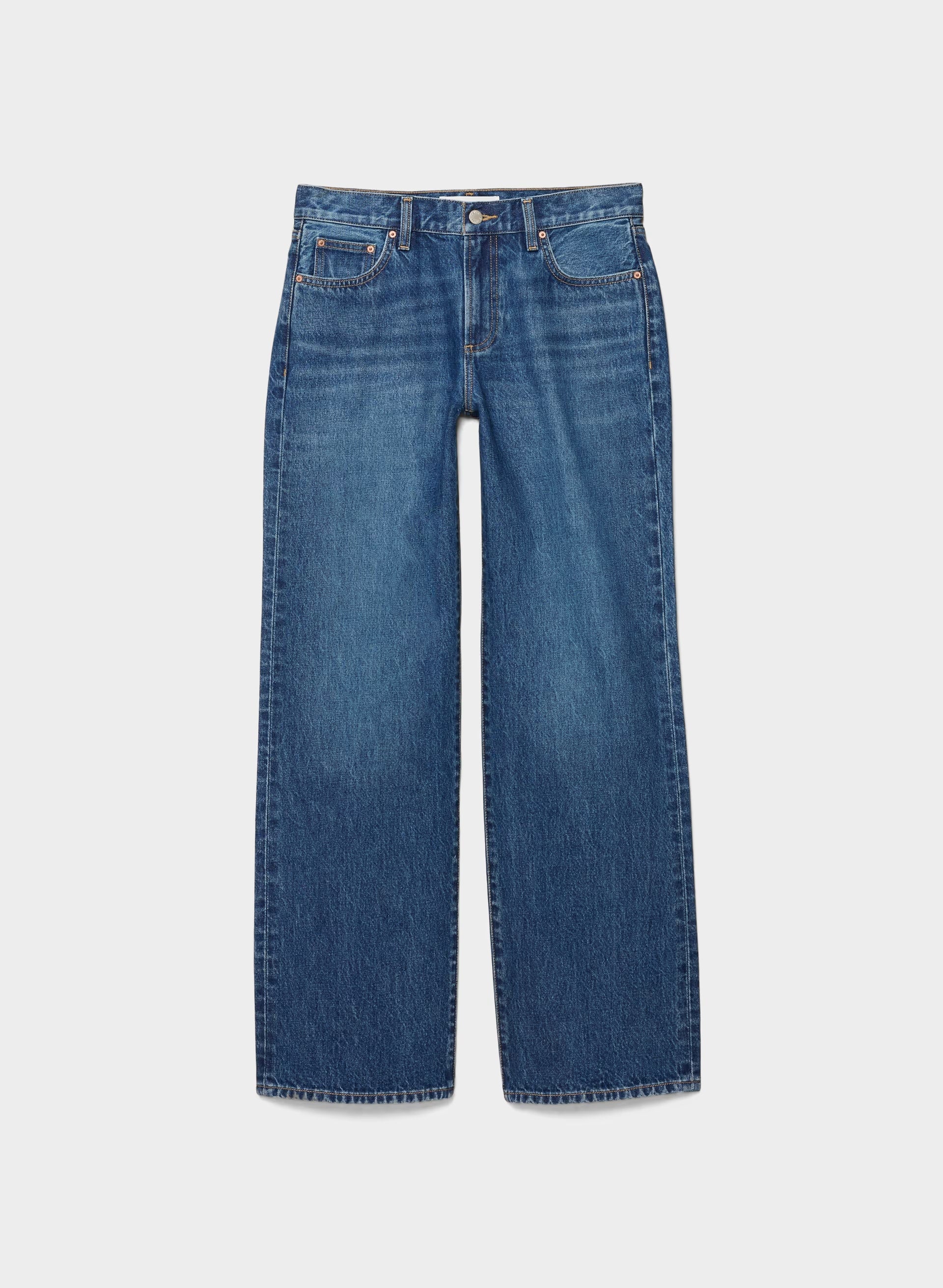 Denim Forum The Farrah Lo-Rise Wide Jean - VNTGE MD DARK BLUE