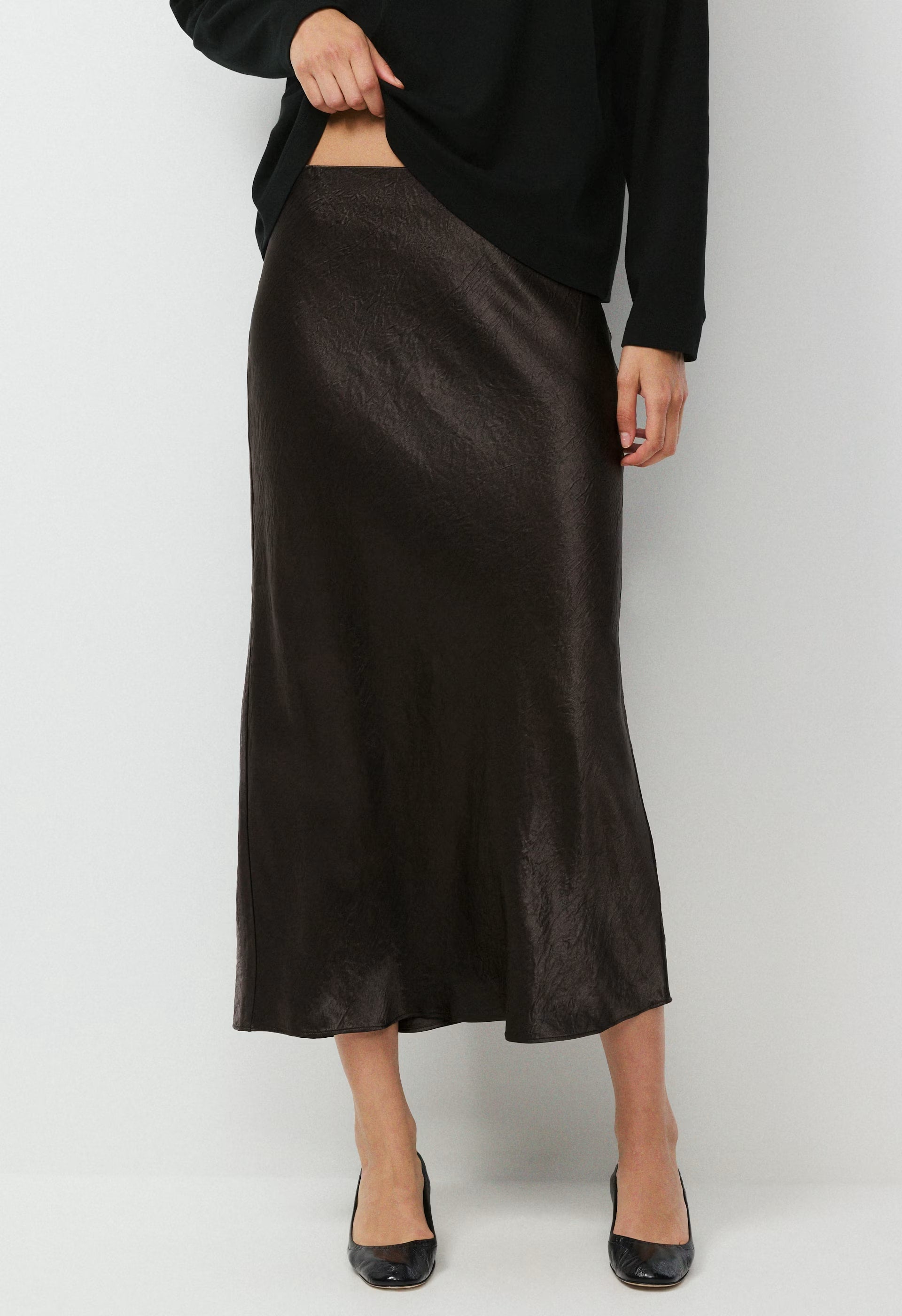 Slip Satin Maxi Skirt - RICH MOCHA BROWN
