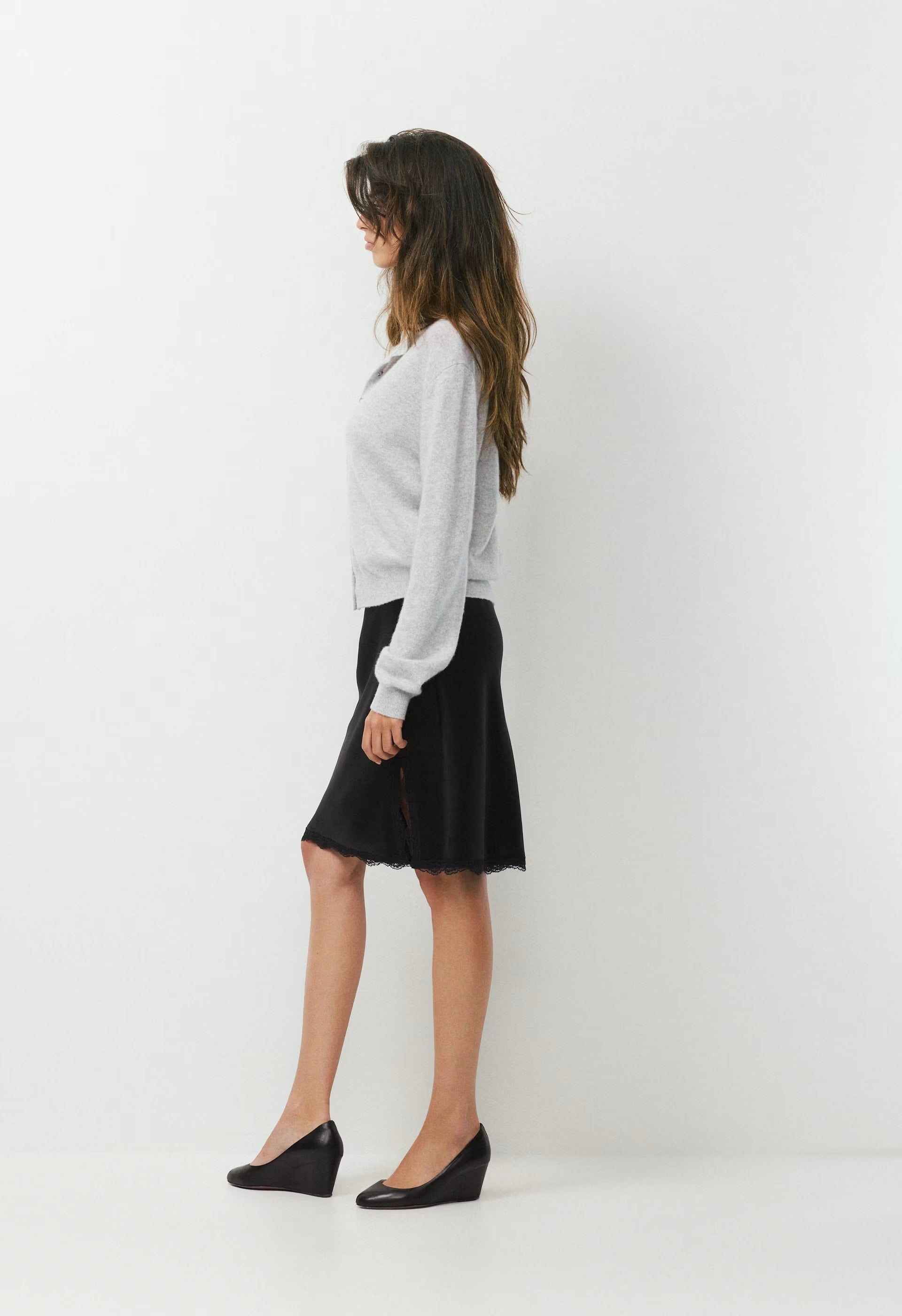 Felicity Satin Skirt - BLACK