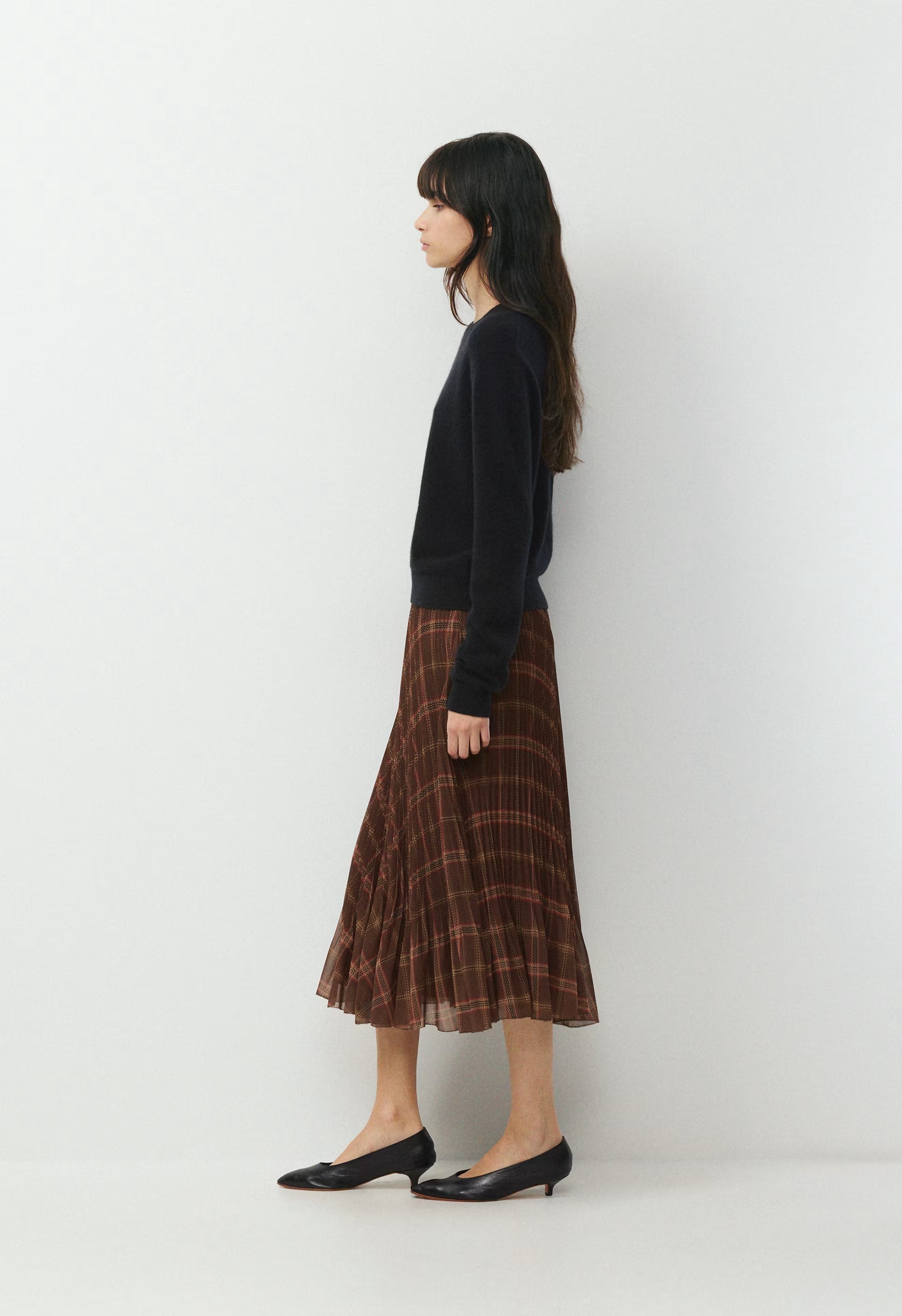 Twirl Skirt - DARK BROWN/RED