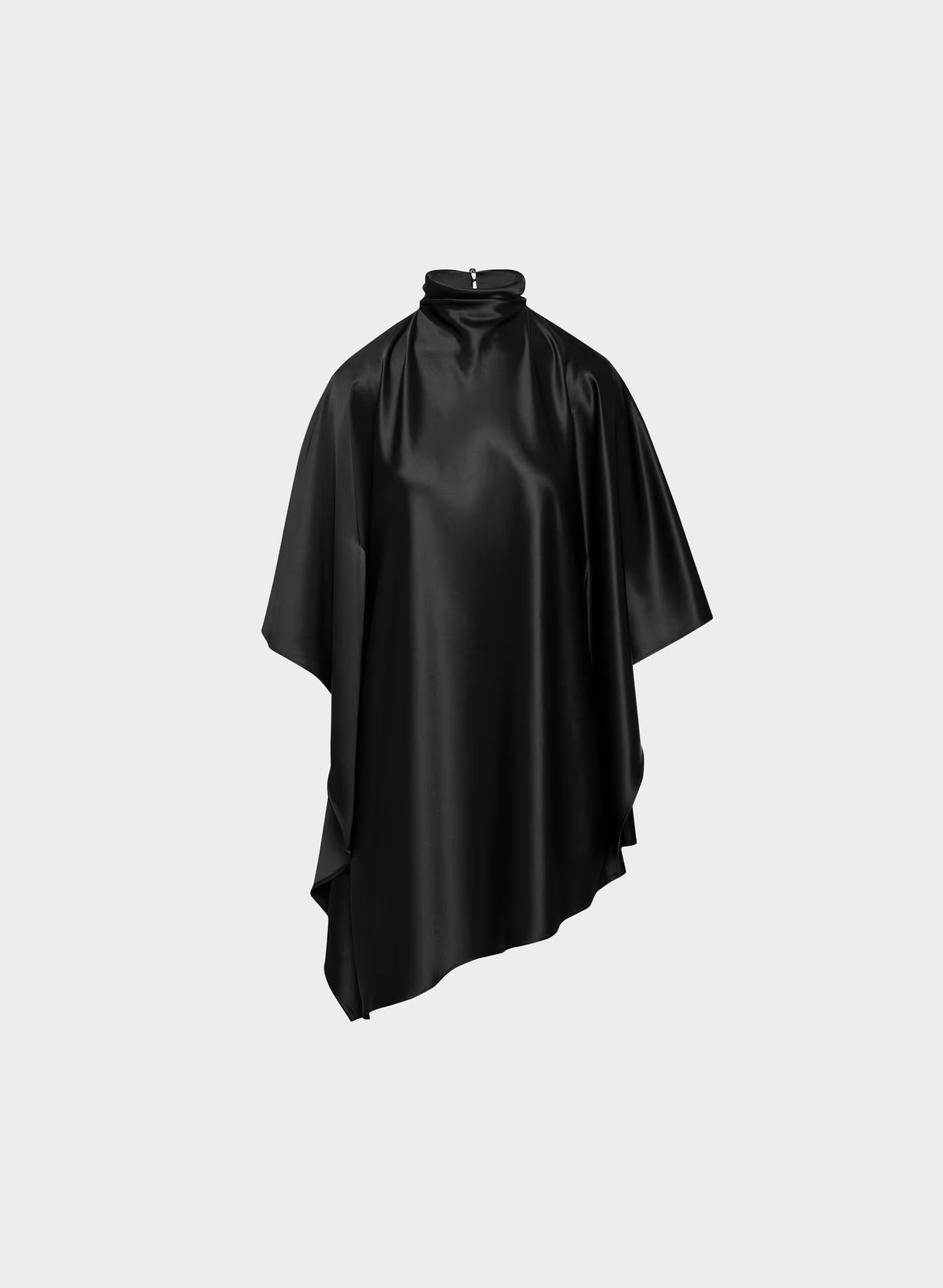 Fan Satin Dress - BLACK