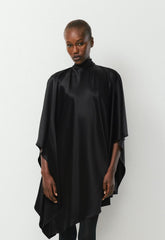 Fan Satin Dress - BLACK