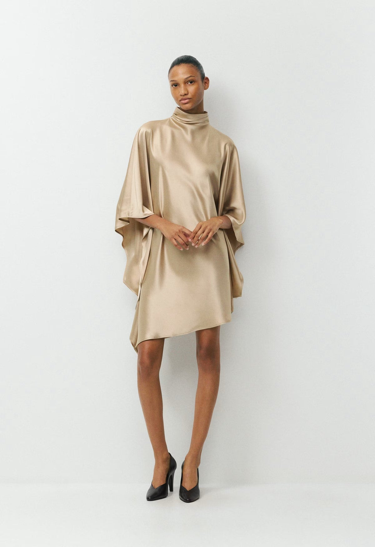 Fan Satin Dress - MARCONA BEIGE