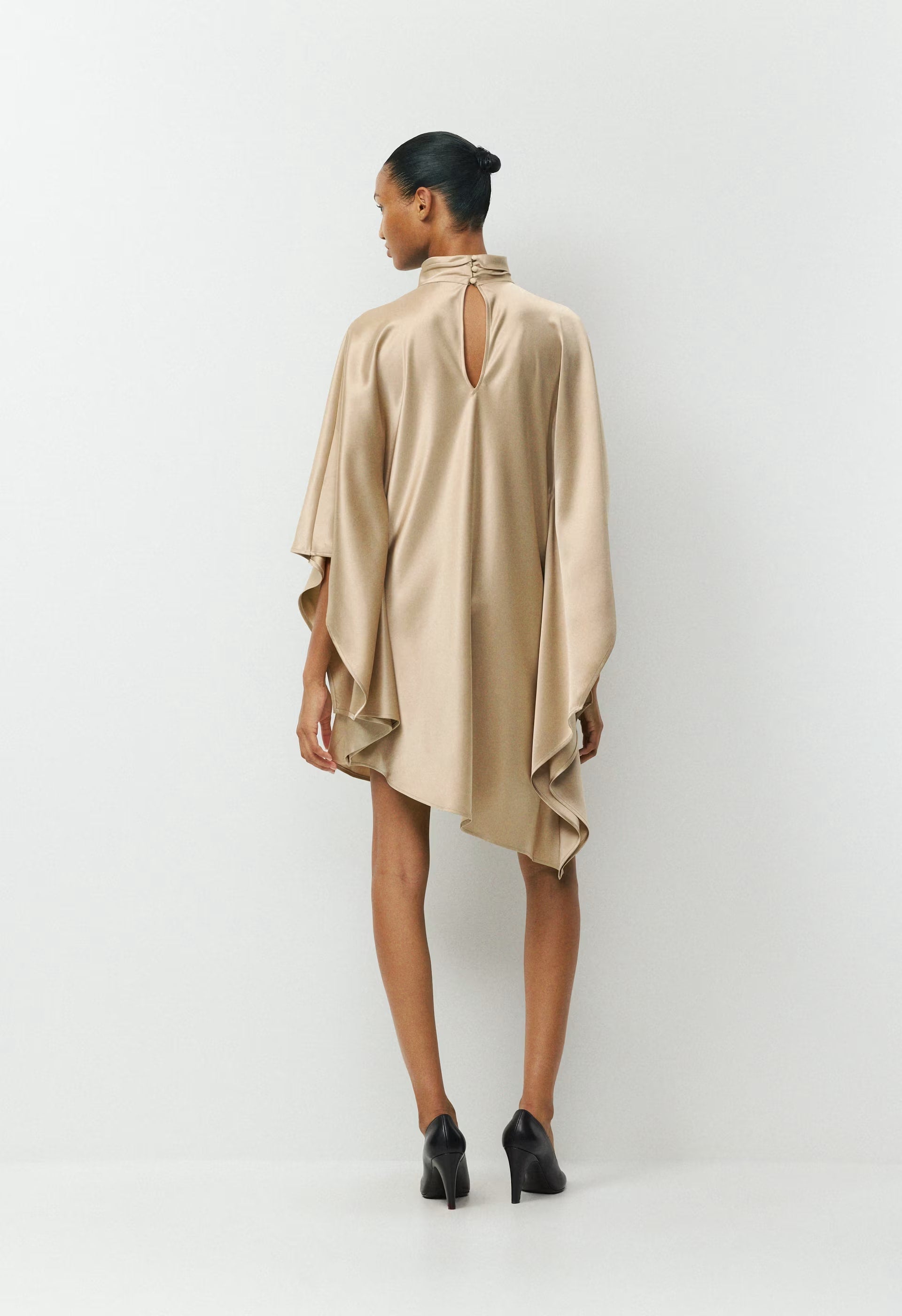 Fan Satin Dress - MARCONA BEIGE