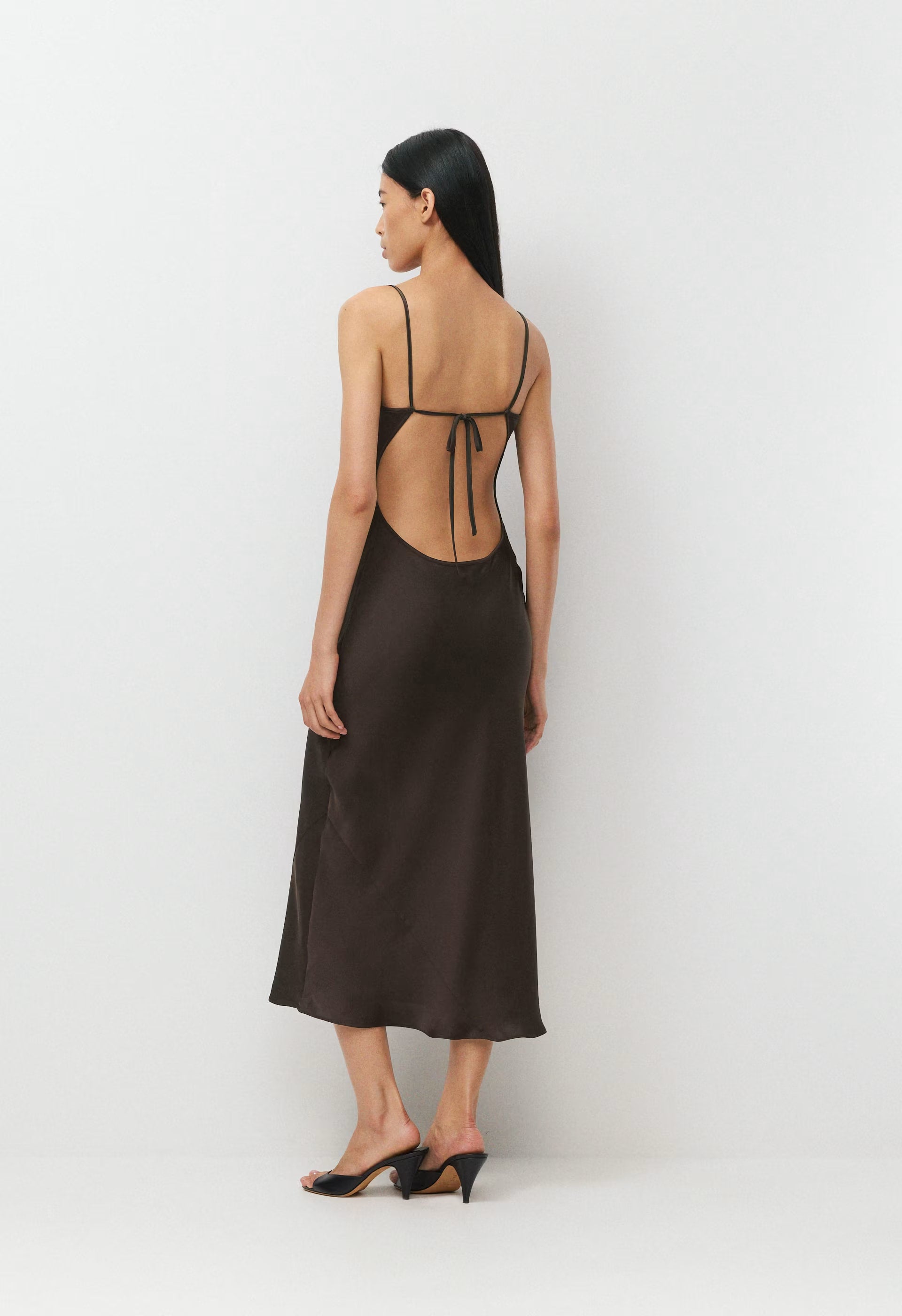 Duskfall Satin Dress - RICH MOCHA BROWN