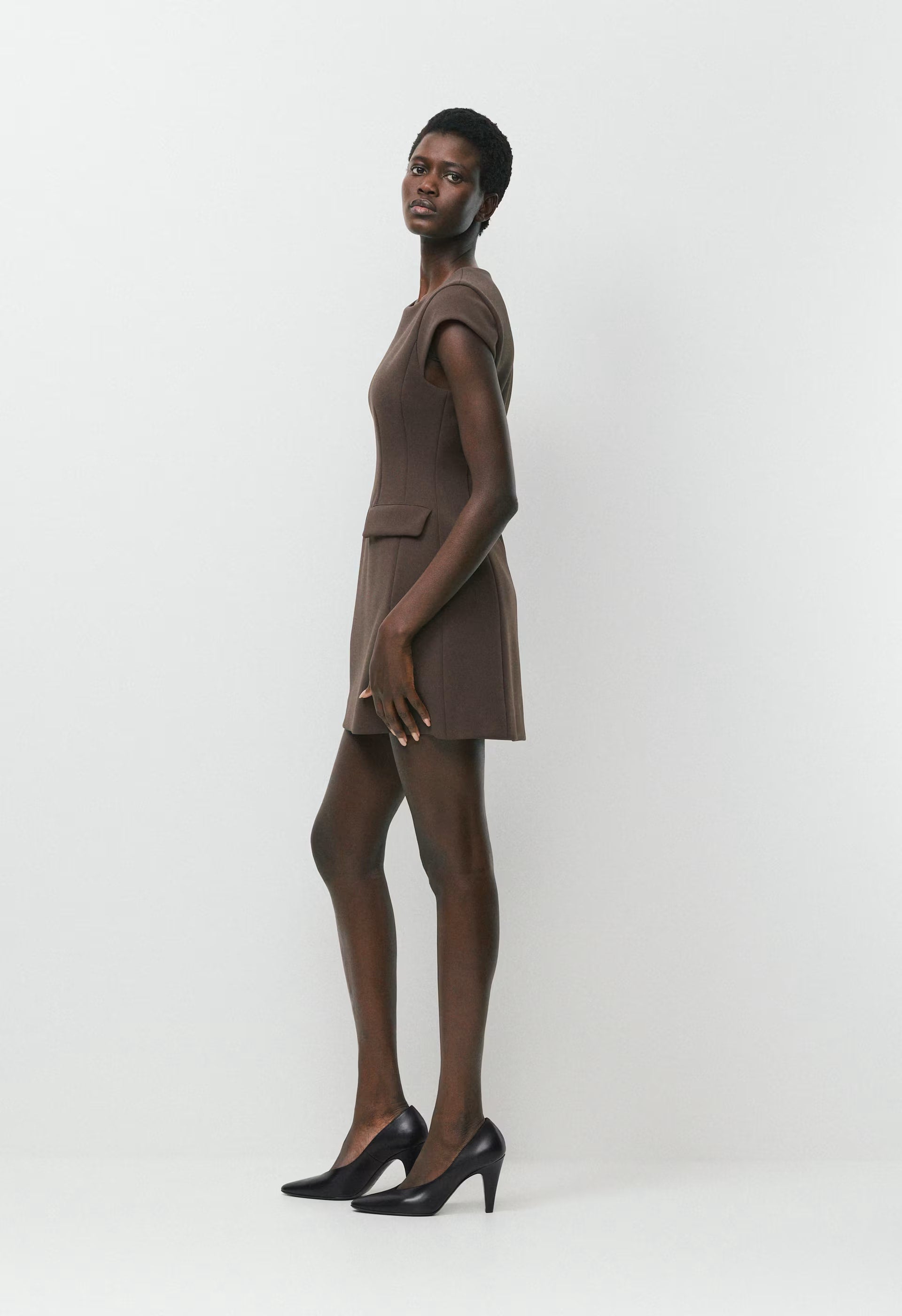 FigureKnit™ Priestly Dress - RICH MOCHA BROWN