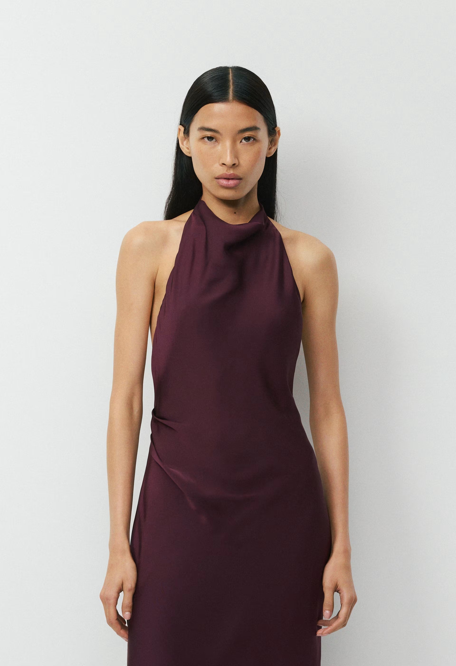 Audience Satin Maxi Halter Dress - CARDAMON