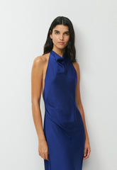 Audience Satin Maxi Halter Dress - BYRON BLUE