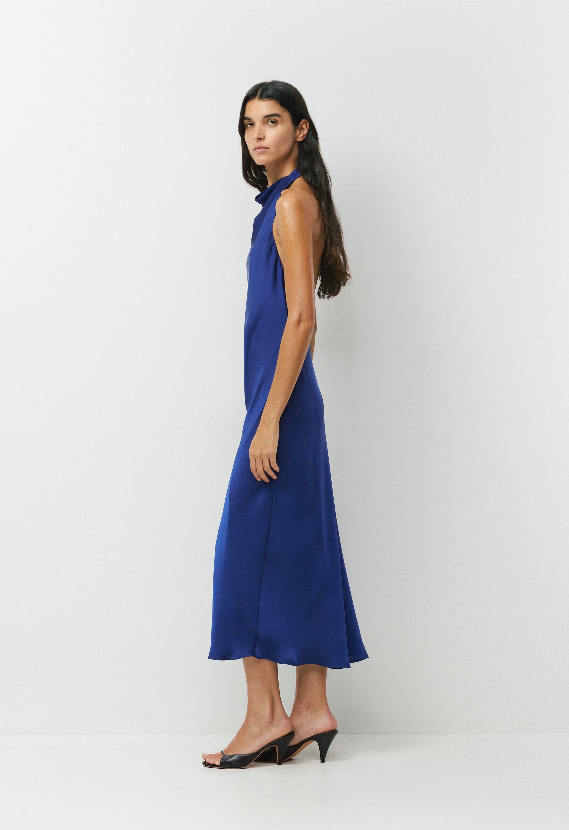 Audience Satin Maxi Halter Dress - BYRON BLUE