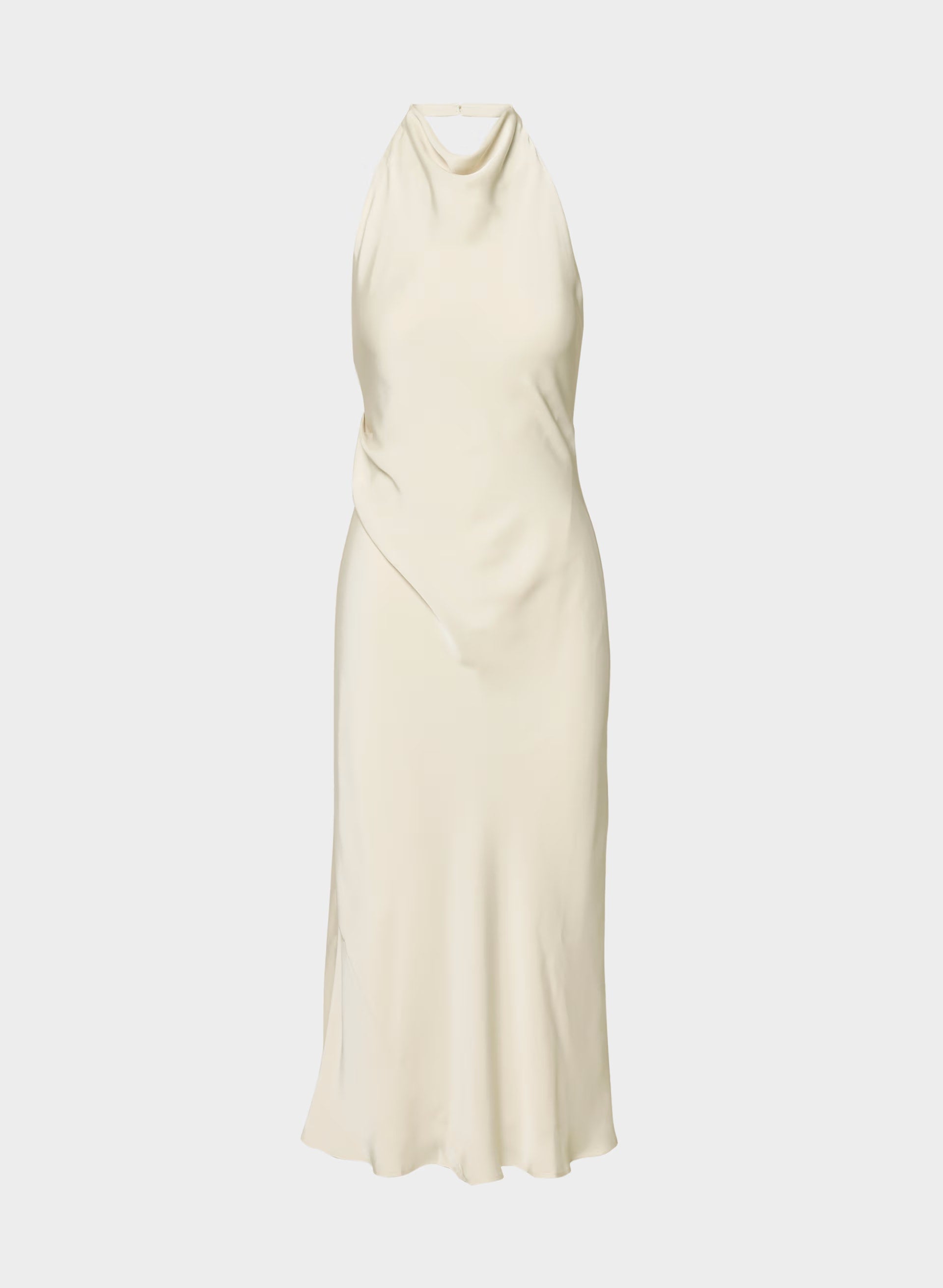 Audience Satin Maxi Halter Dress - SEASIDE CREAM