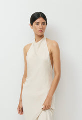 Audience Satin Maxi Halter Dress - SEASIDE CREAM