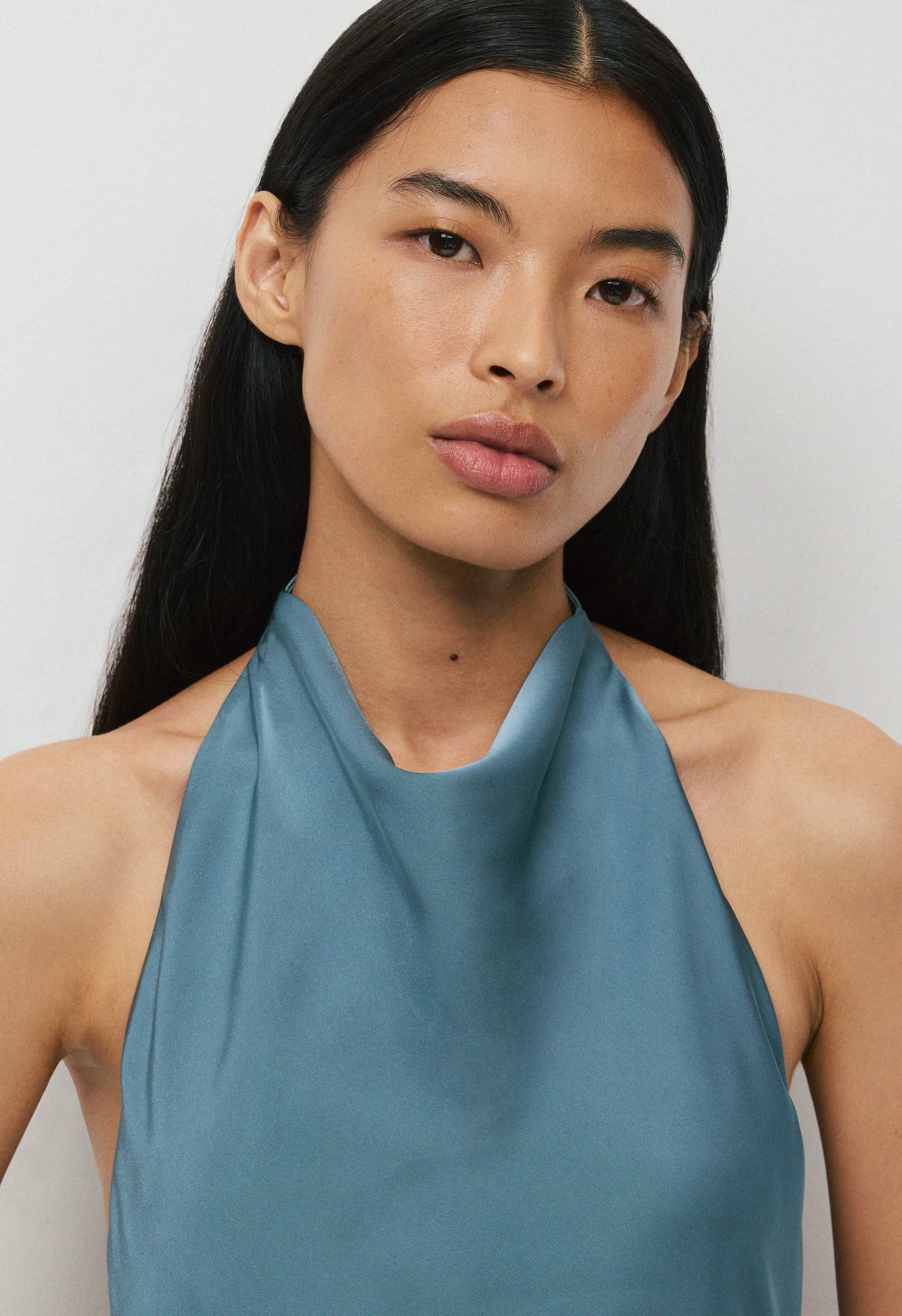 Audience Satin Maxi Halter Dress - JUICY ROSE