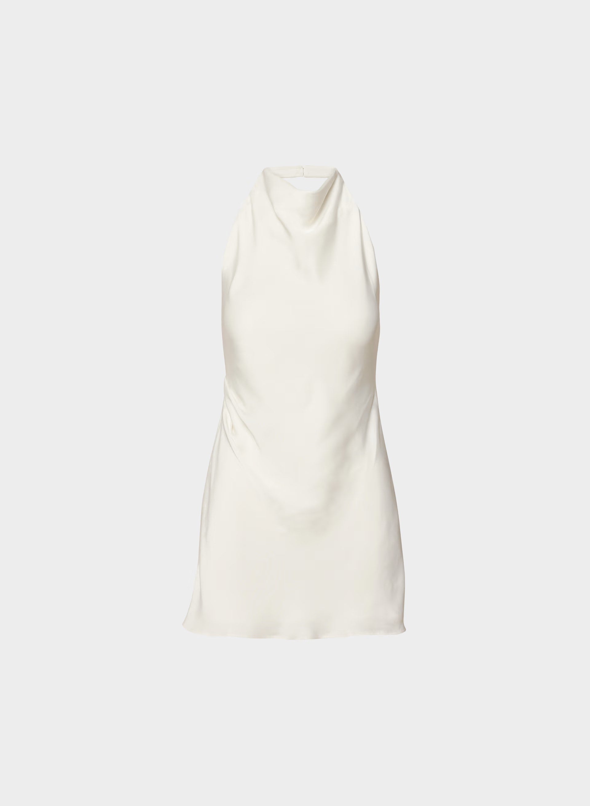 Audience Satin Mini Halter Dress - LIGHT BIRCH