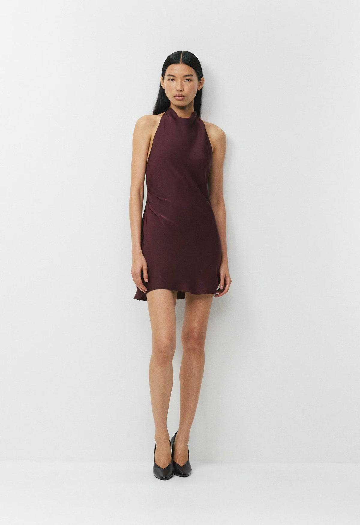 Audience Satin Mini Halter Dress - CARDAMON