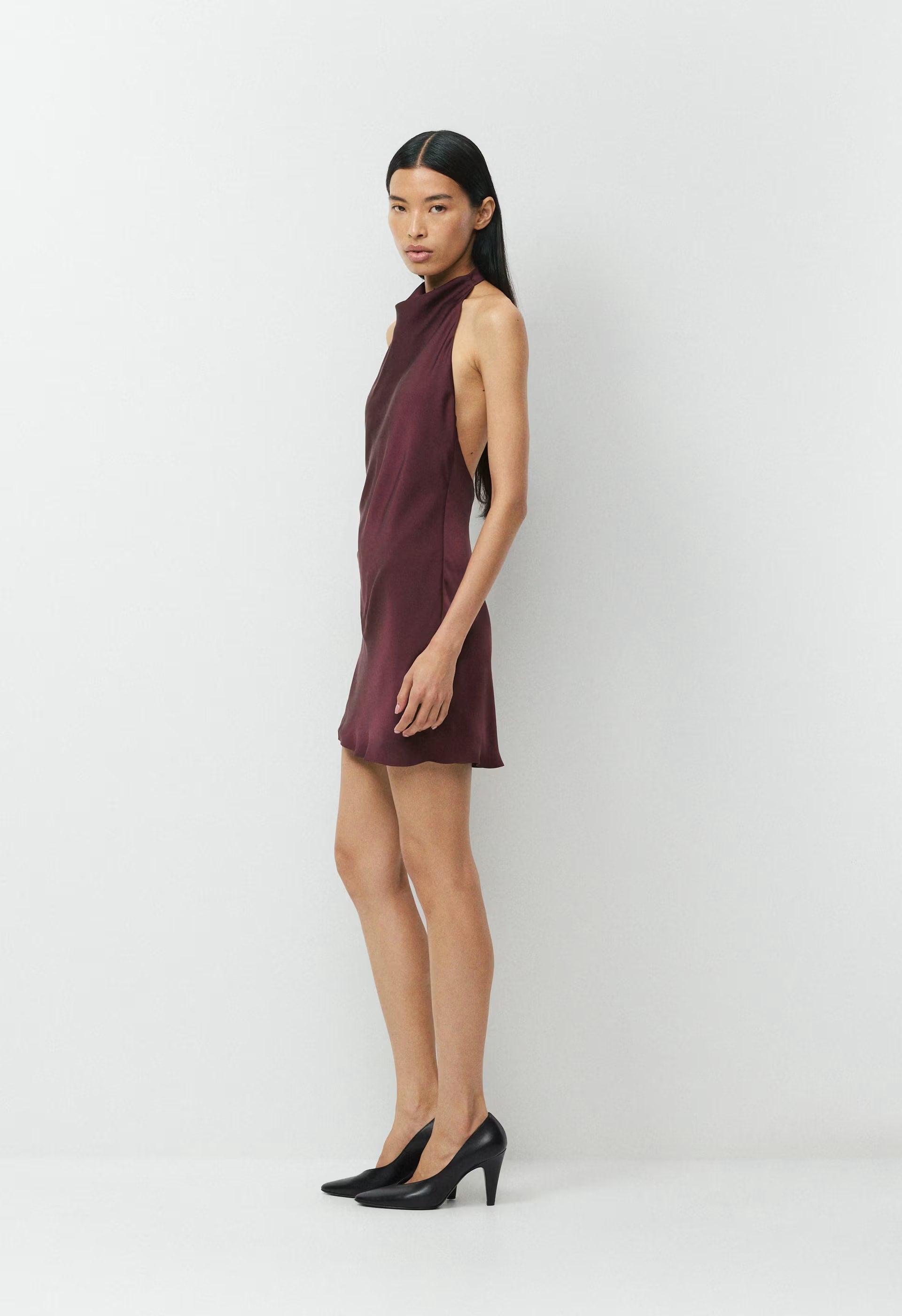 Audience Satin Mini Halter Dress - CARDAMON