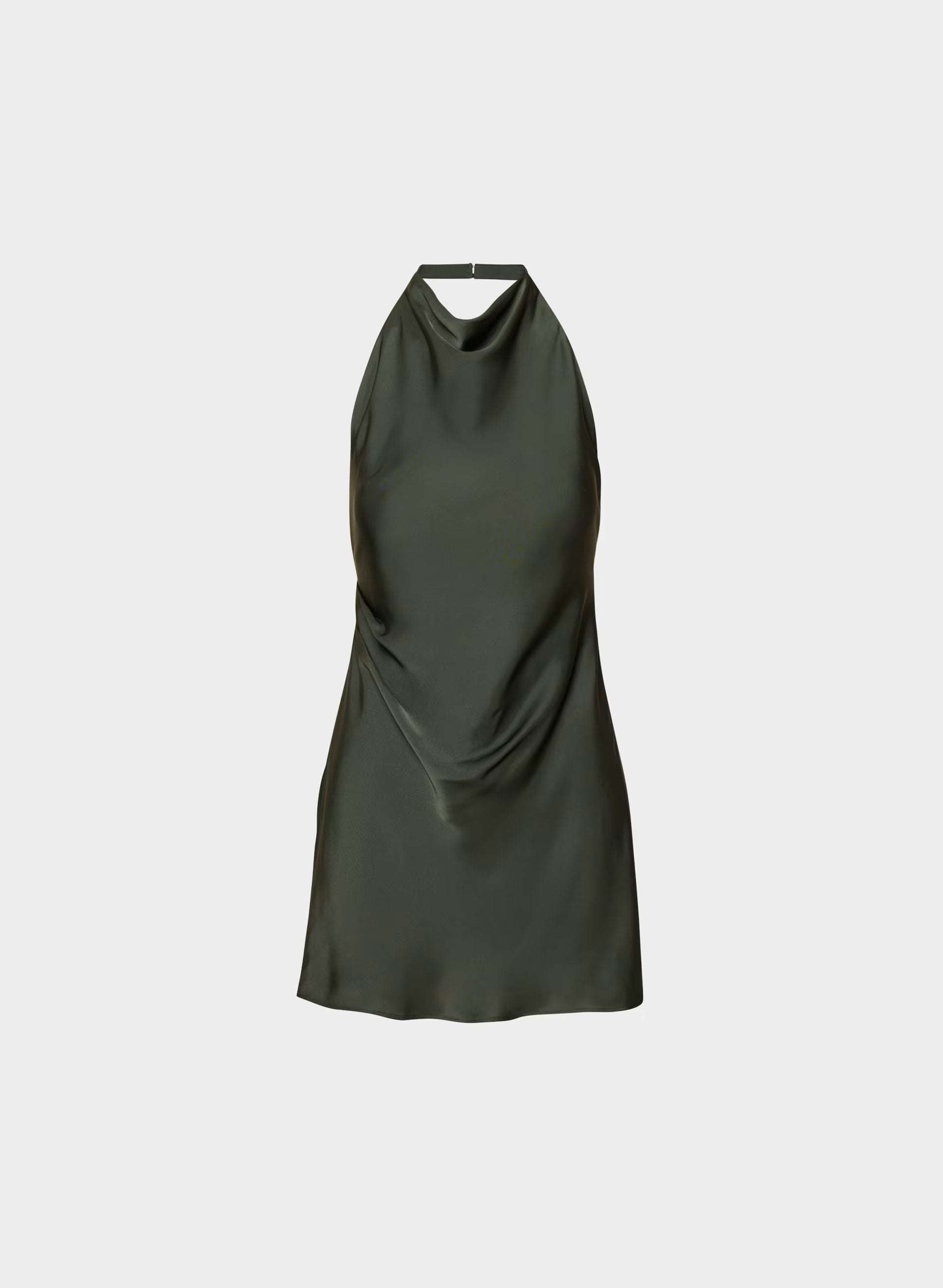 Audience Satin Mini Halter Dress - FLINT GREEN