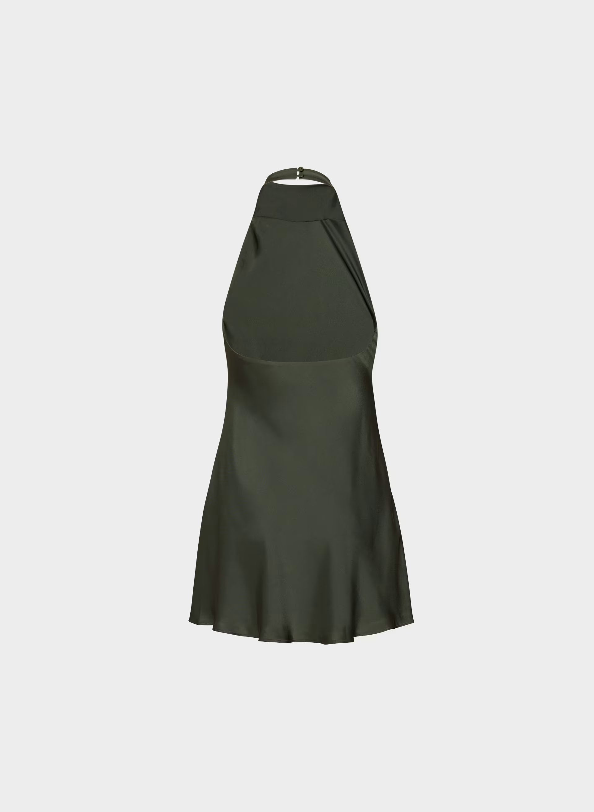 Audience Satin Mini Halter Dress - FLINT GREEN