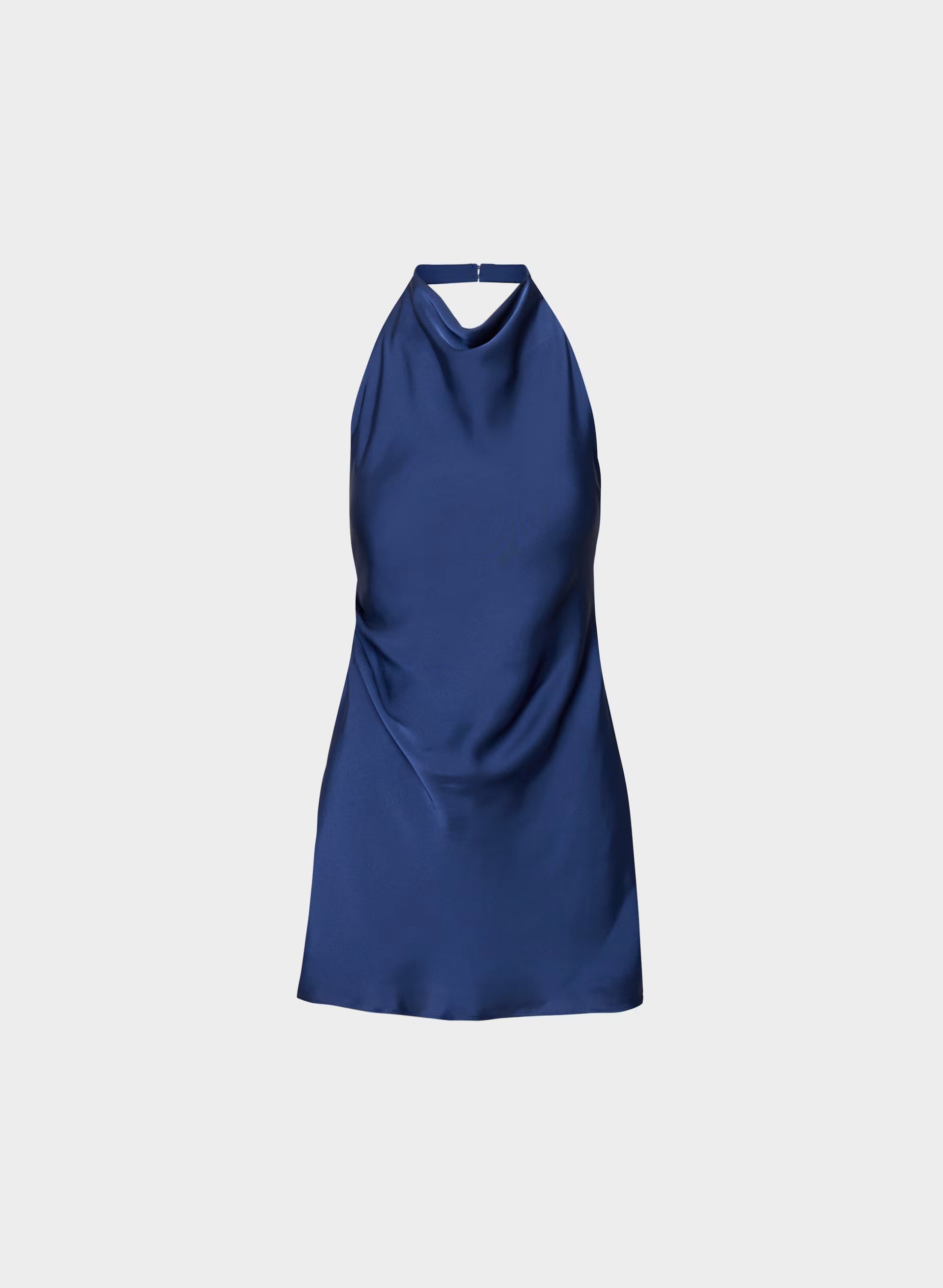 Audience Satin Mini Halter Dress - BYRON BLUE