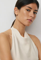 Audience Satin Mini Halter Dress - SEASIDE CREAM