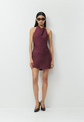 Audience Satin Mini Halter Dress - PANORAMA BLUE