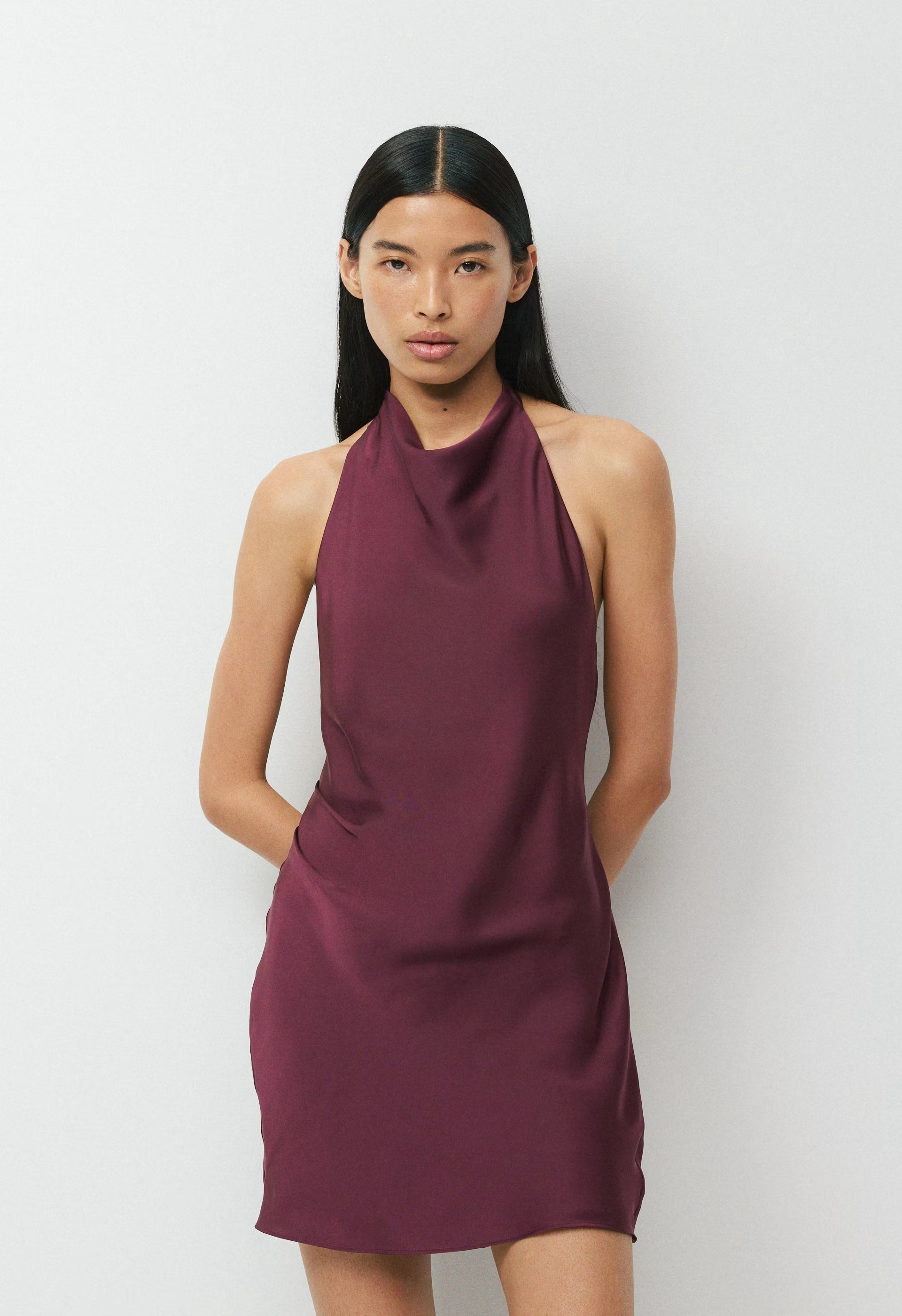 Audience Satin Mini Halter Dress - PANORAMA BLUE