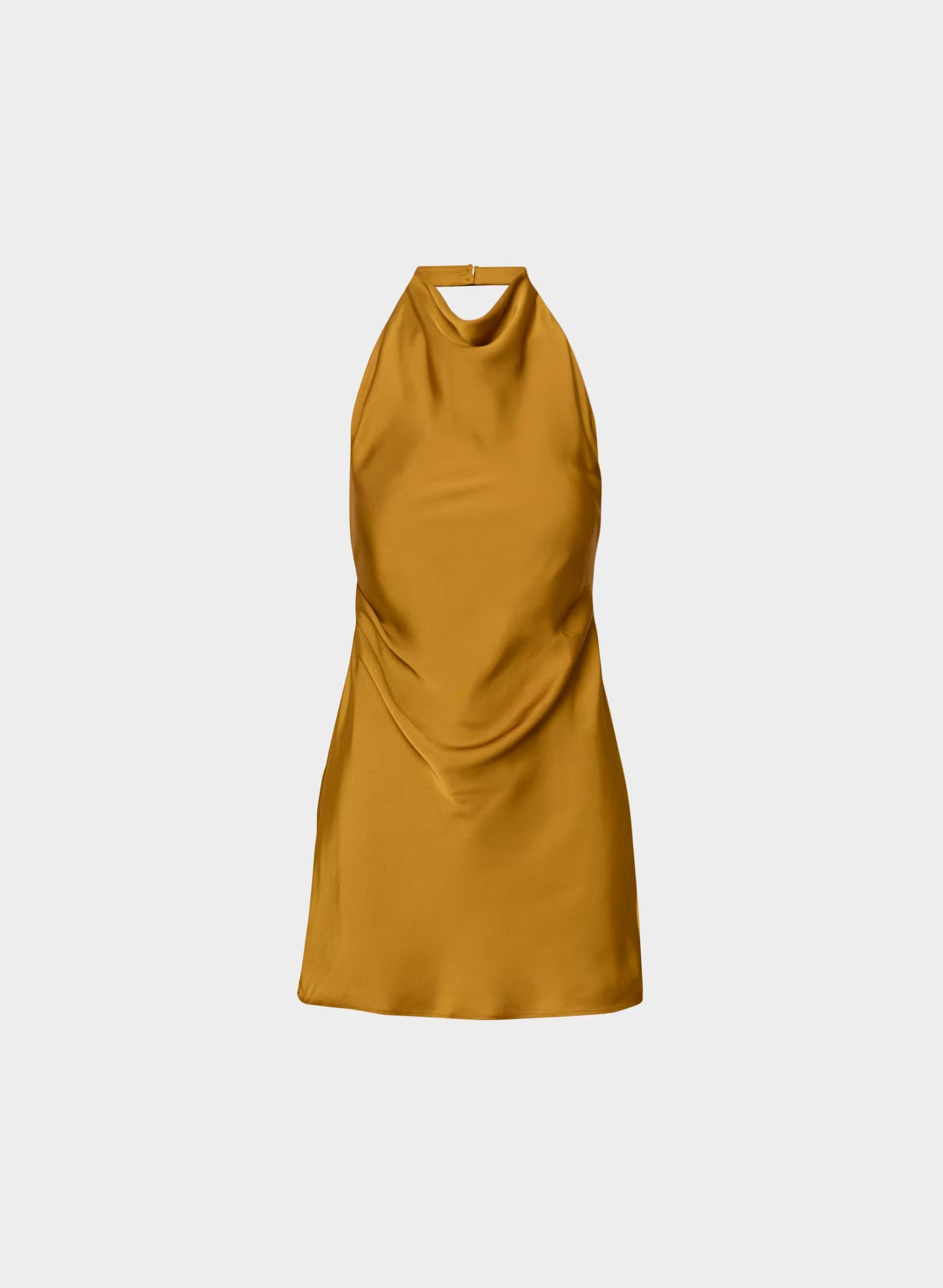 Audience Satin Mini Halter Dress - SHERRY OCHRE