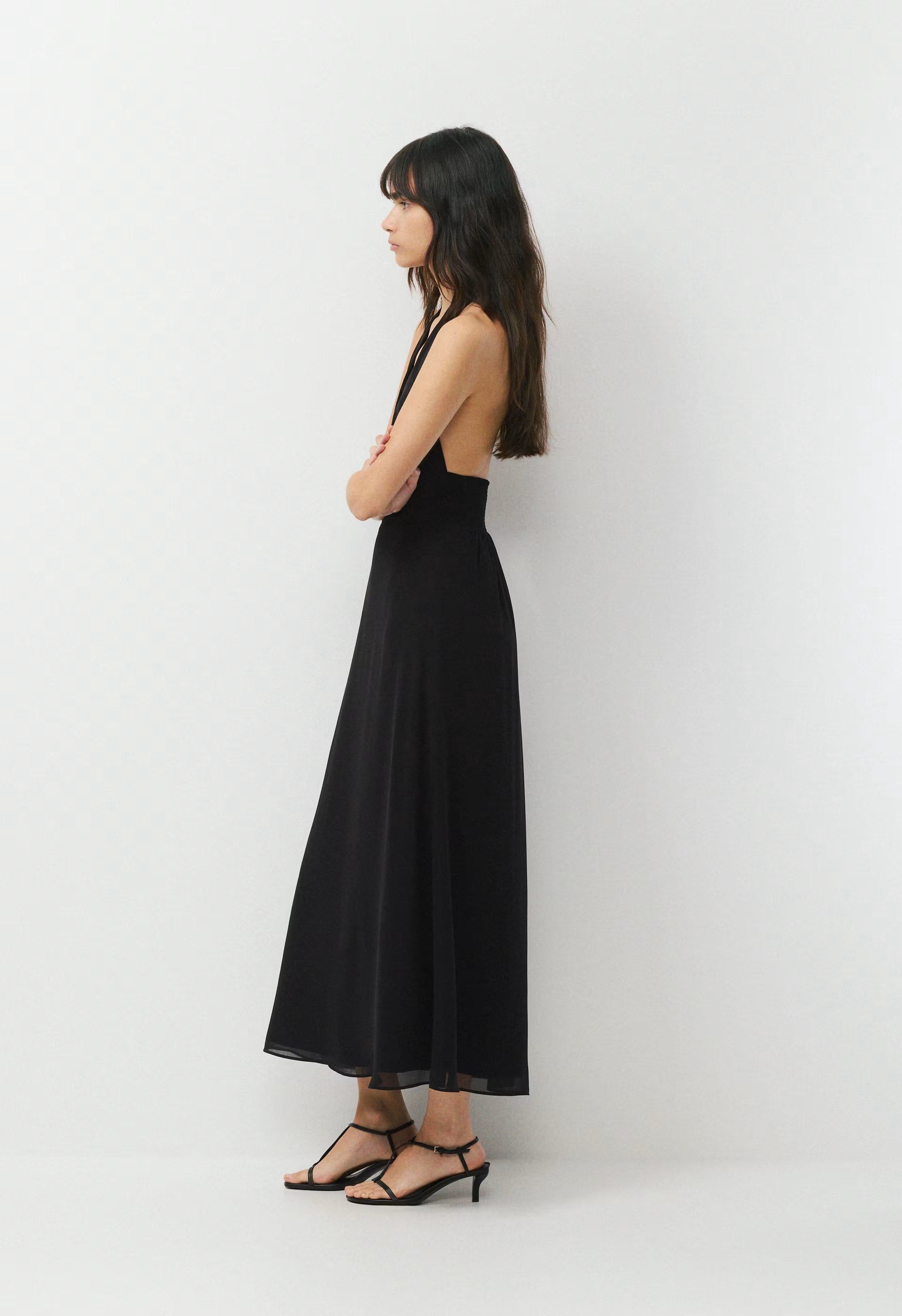 Orchardine Halter Dress - BLACK