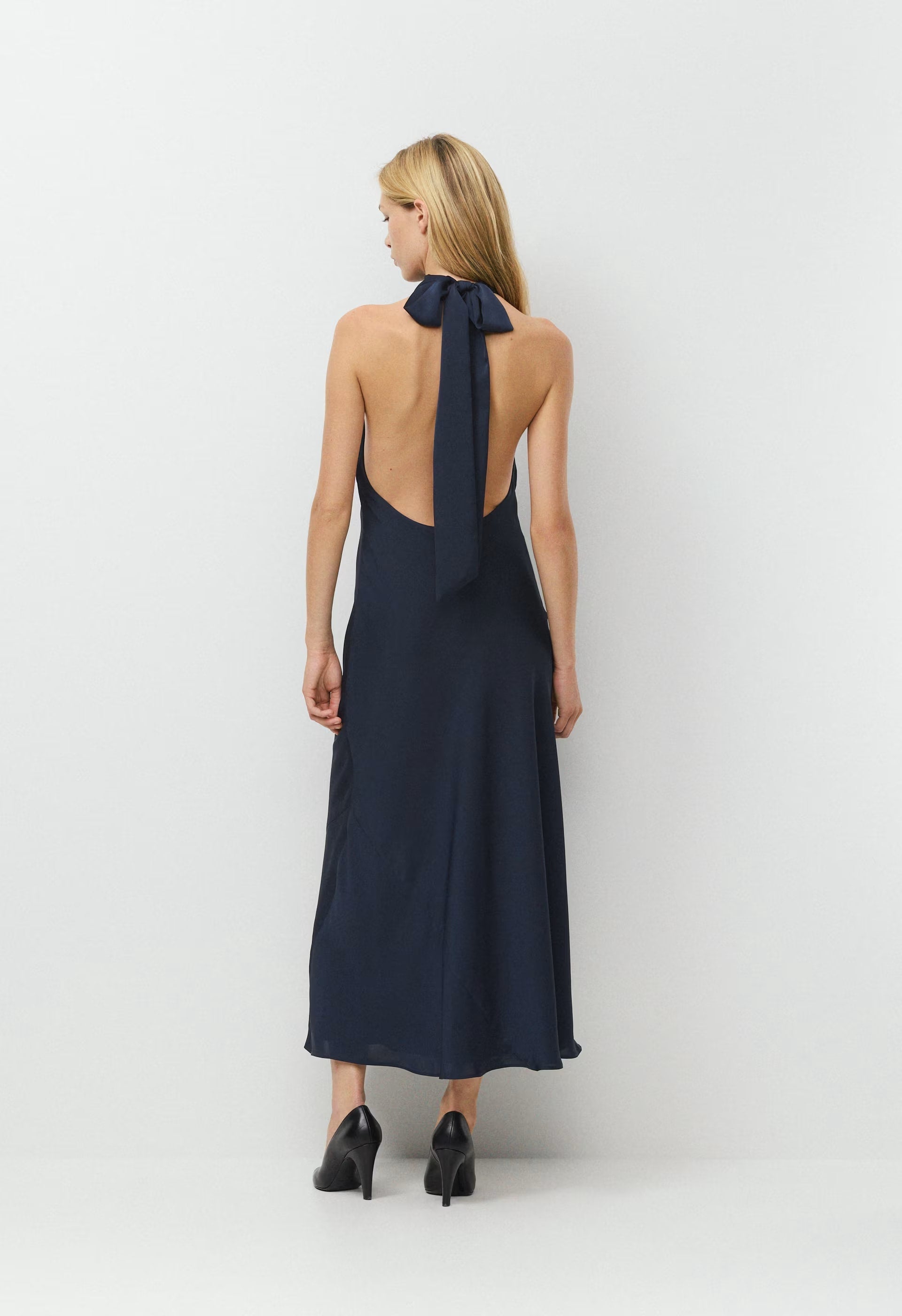 Tidal Satin Halter Dress - ADMIRAL