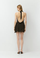 Backstage Halter Dress - CACAO NIB BROWN