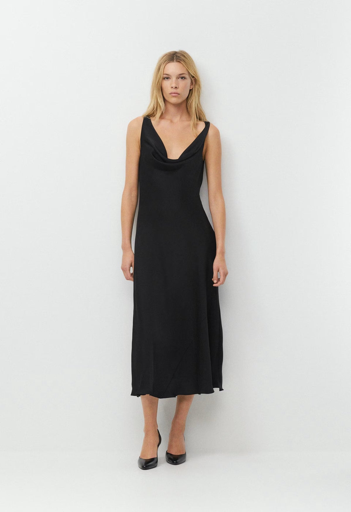 Delilah Satin Dress - BLACK