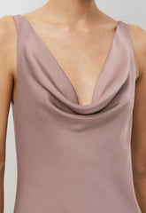 Delilah Satin Dress - DUSTY MAUVE