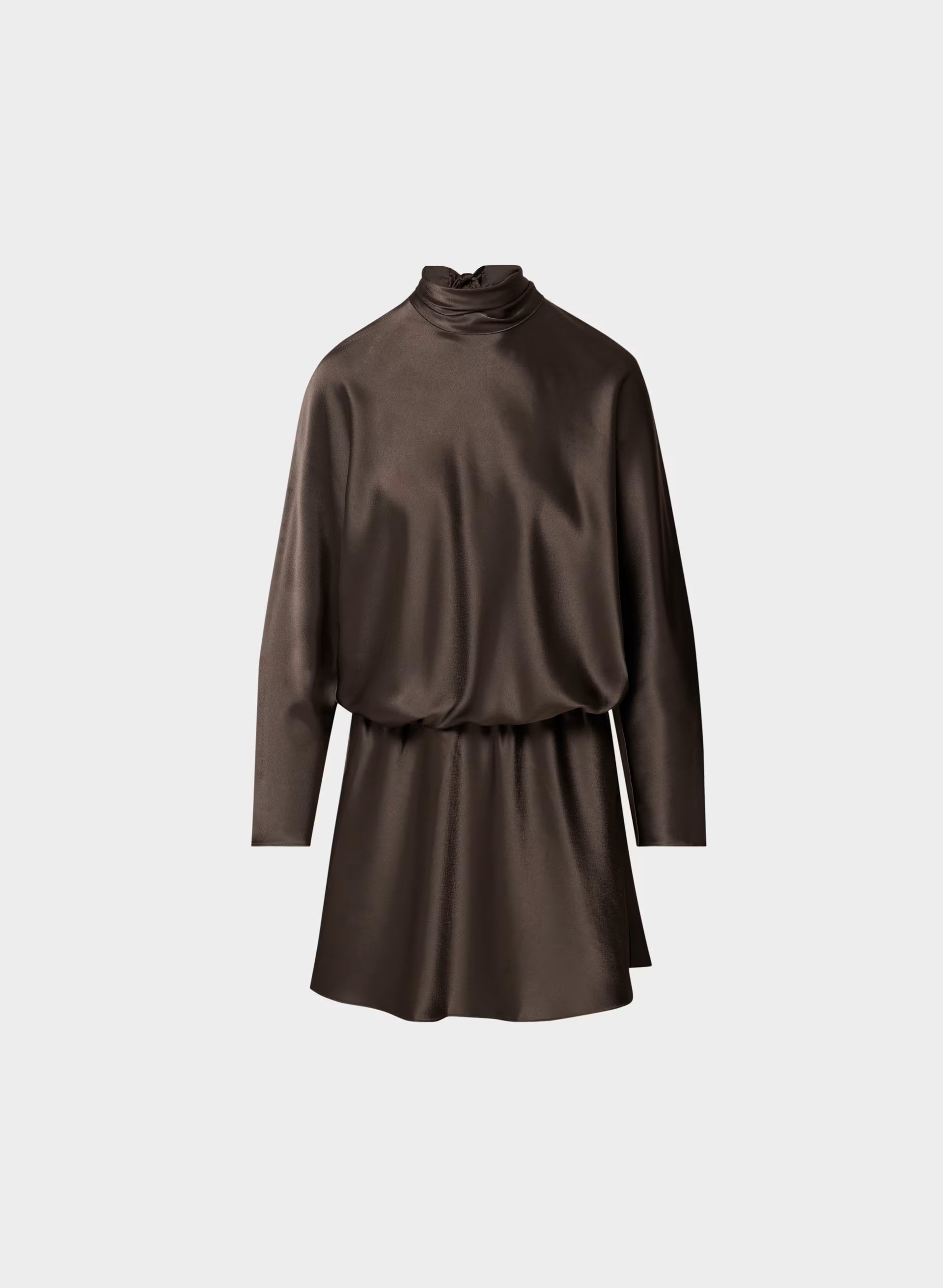 Purview Satin Dress - RICH MOCHA BROWN