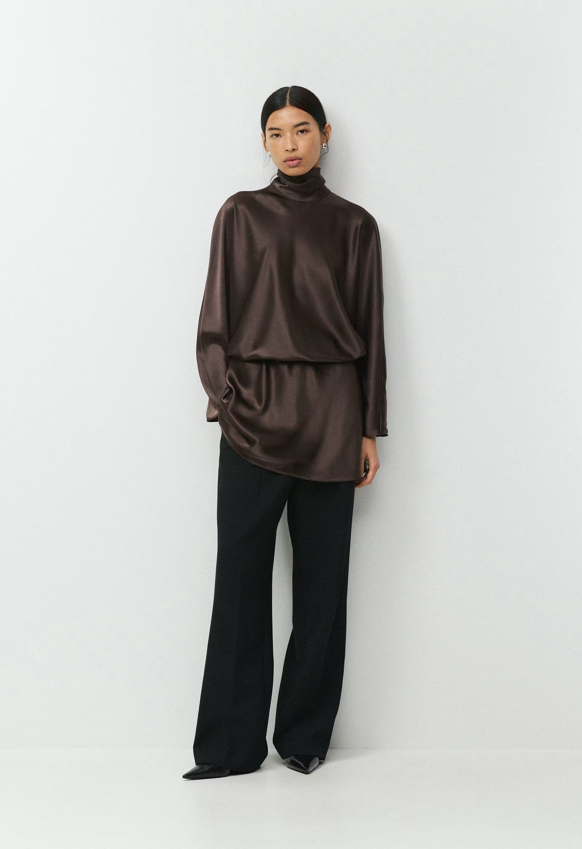 Purview Satin Dress - RICH MOCHA BROWN
