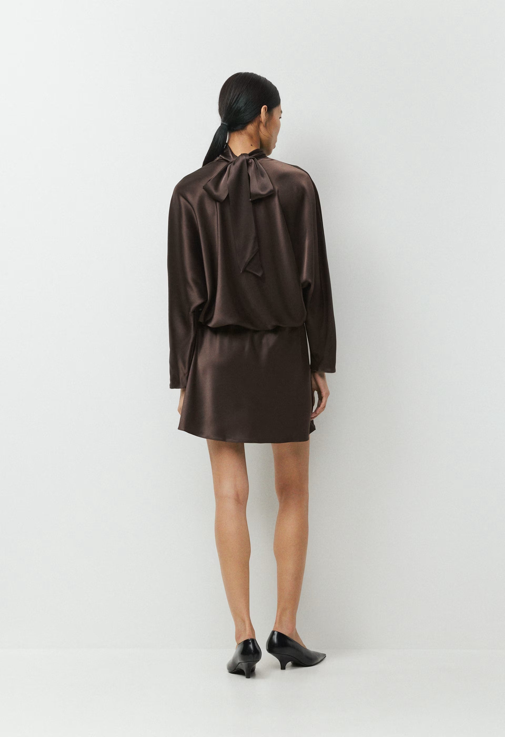 Purview Satin Dress - RICH MOCHA BROWN