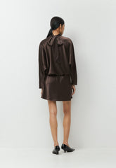 Purview Satin Dress - RICH MOCHA BROWN
