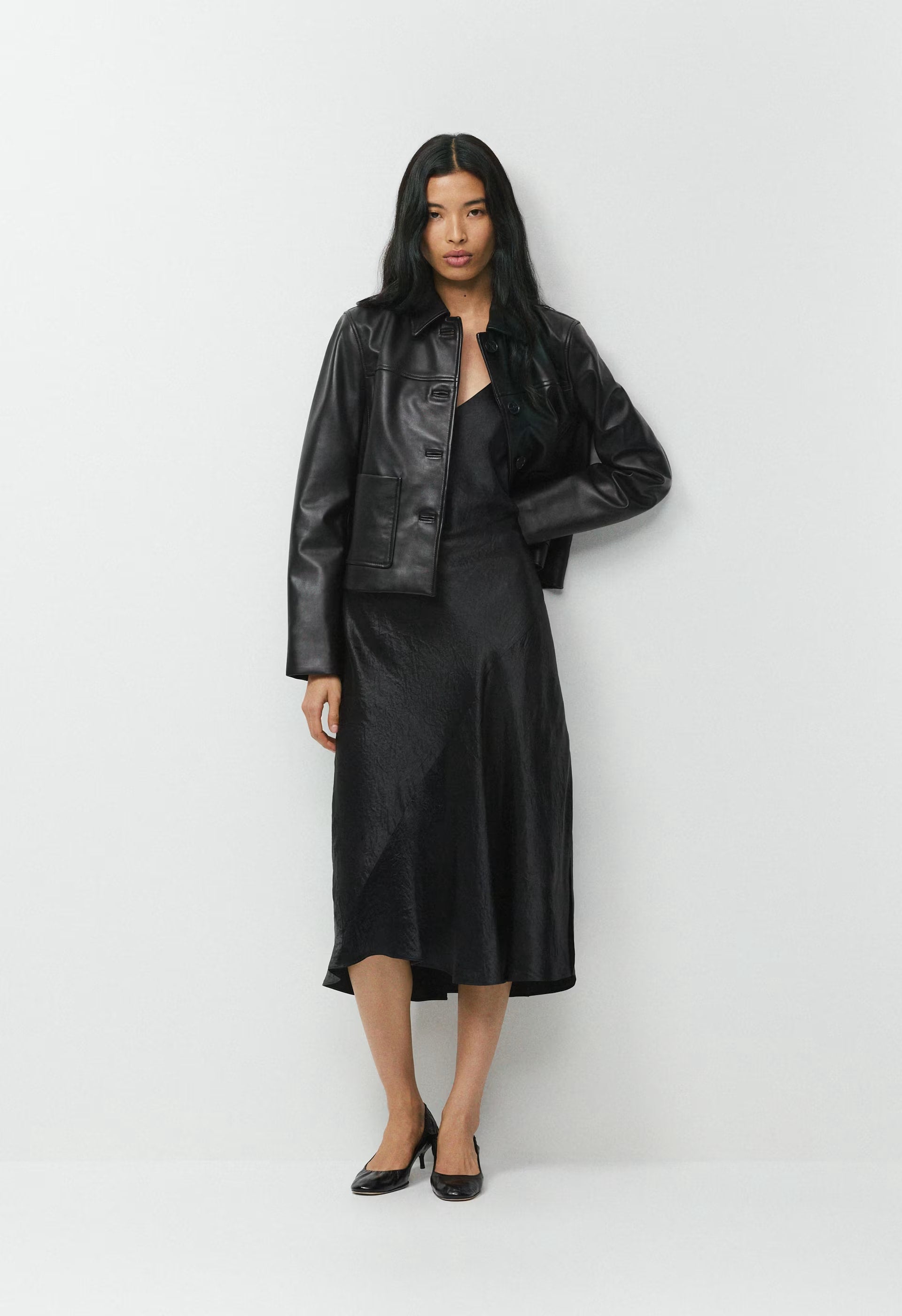 Court Satin Dress - BLACK