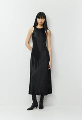 Windswept Satin Dress - BLACK