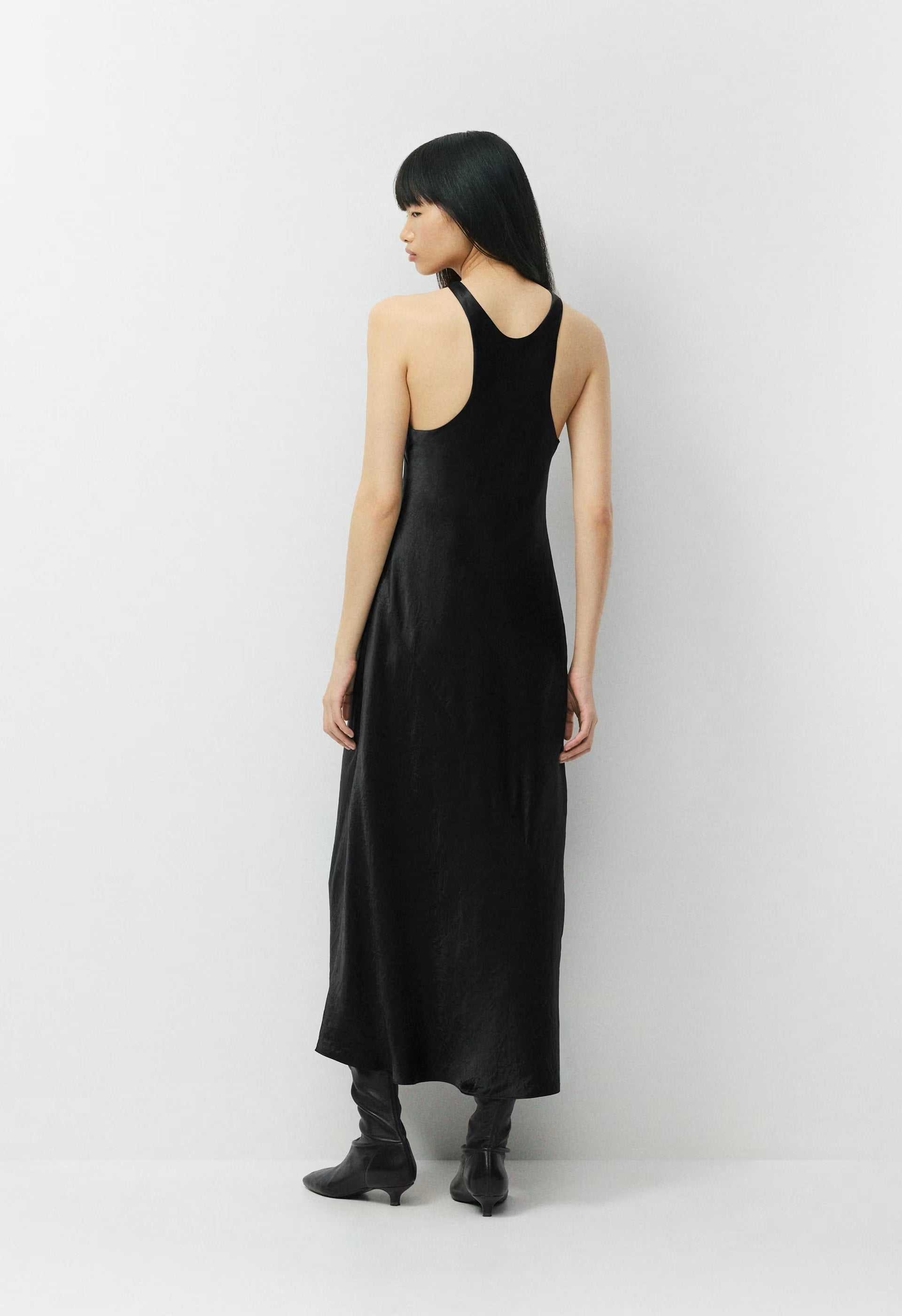 Windswept Satin Dress - BLACK