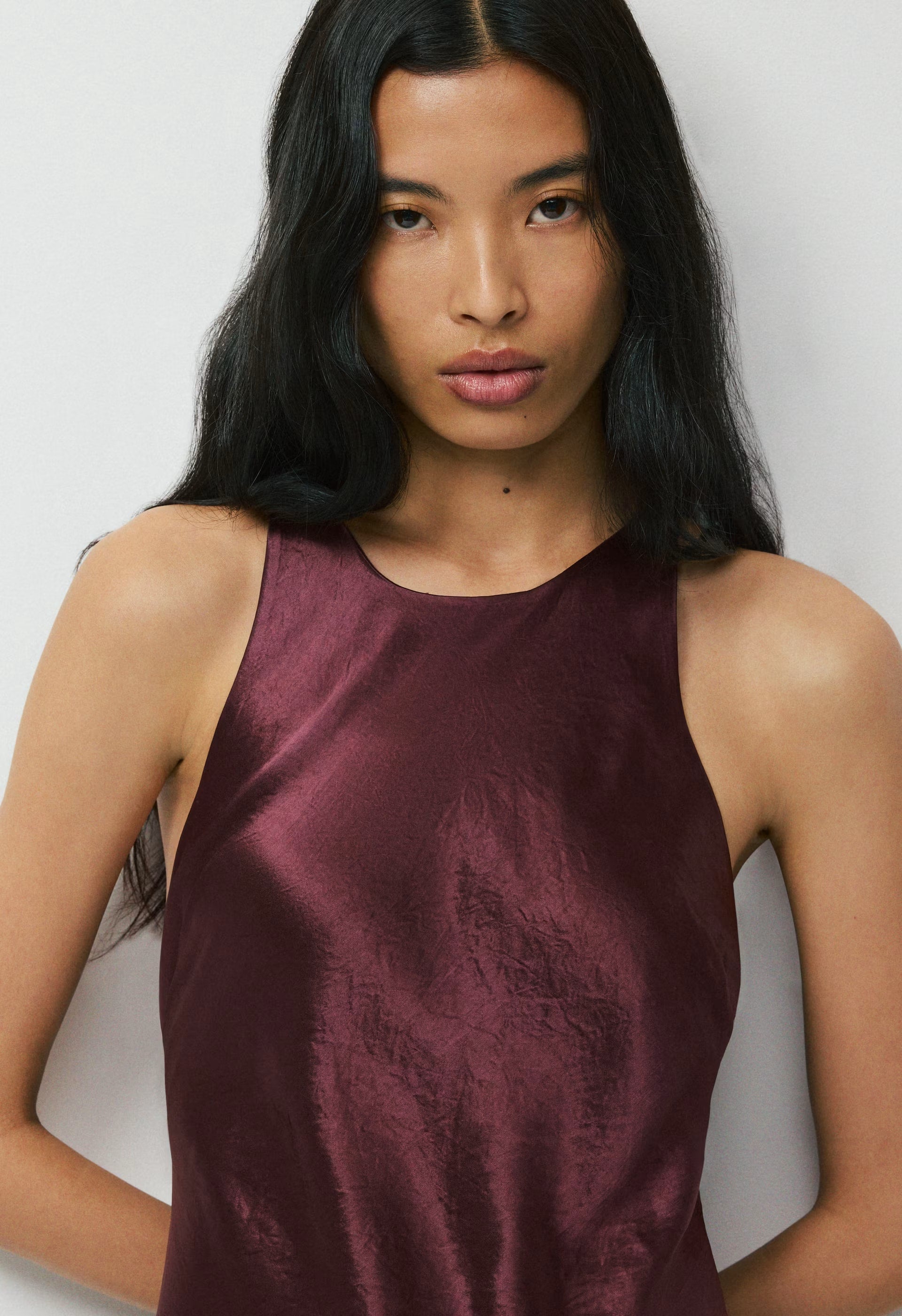 Windswept Satin Dress - GALA PLUM