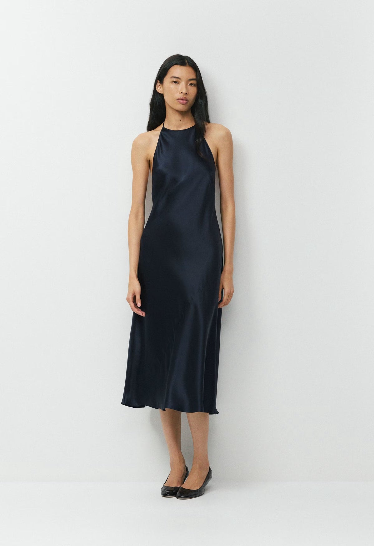 Estate Silk Halter Dress - DARK NIGHT NAVY