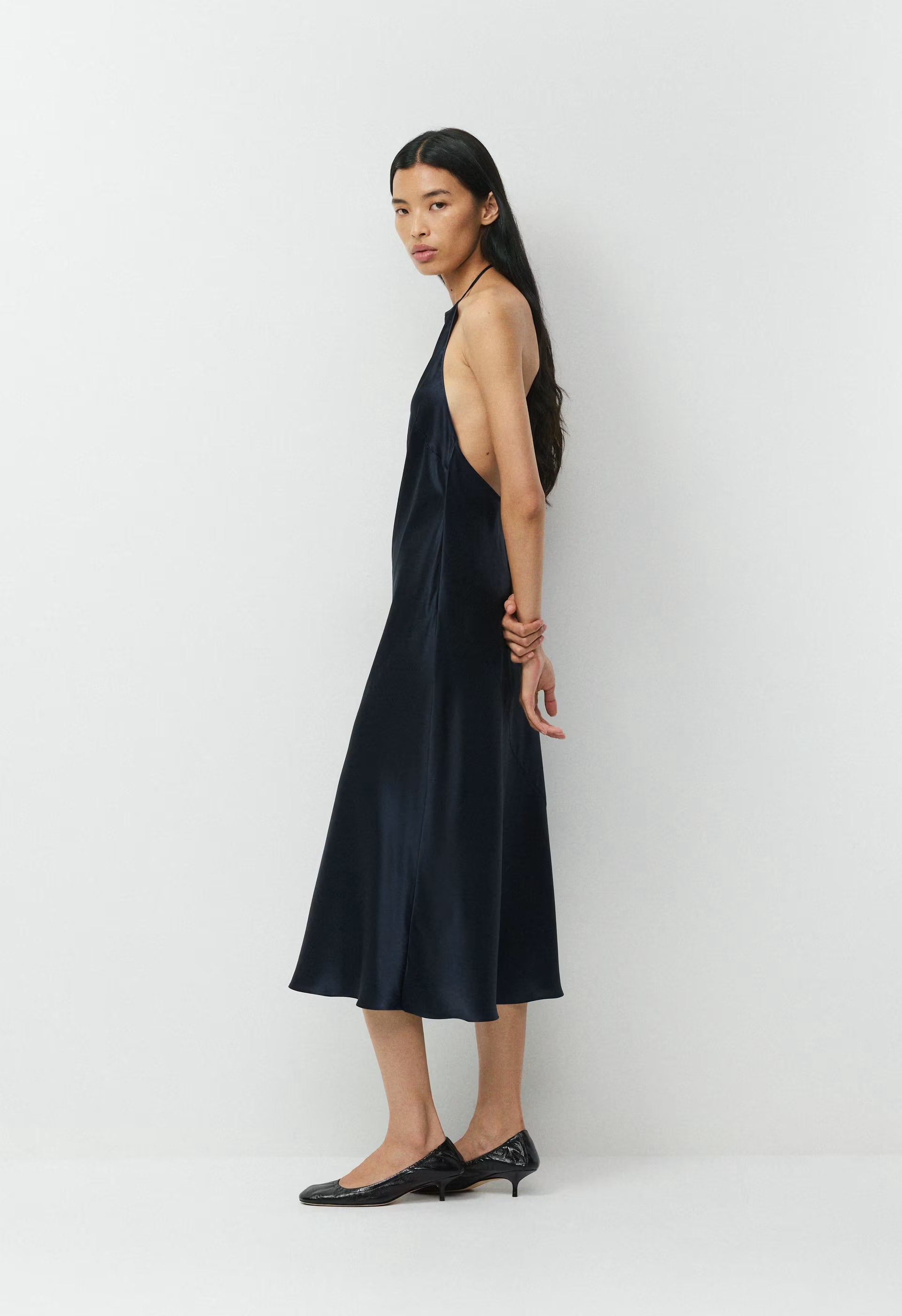 Estate Silk Halter Dress - DARK NIGHT NAVY
